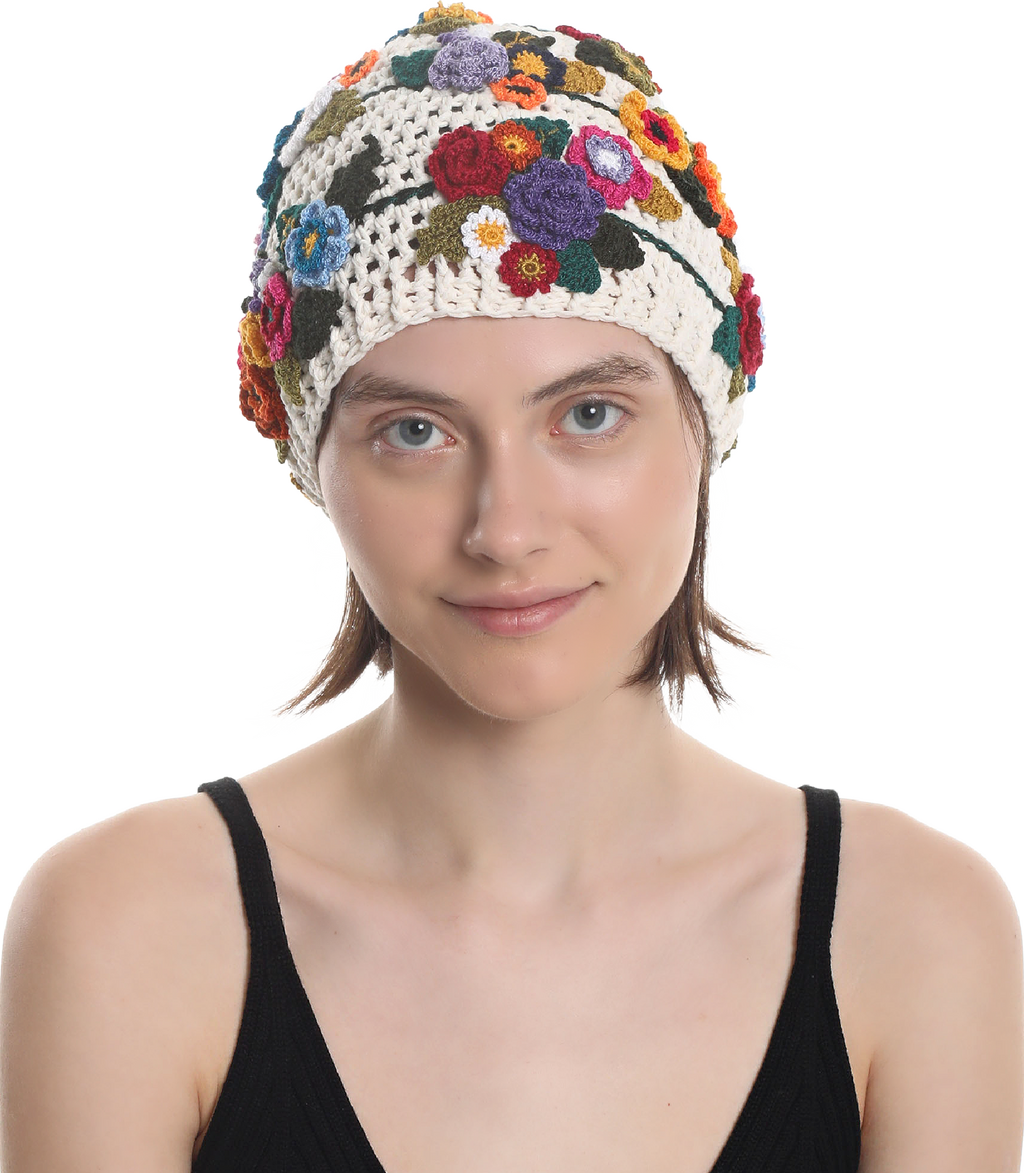 HANDMADE  HAT BANDANA Made from natural cotton yarn, Hand knitted