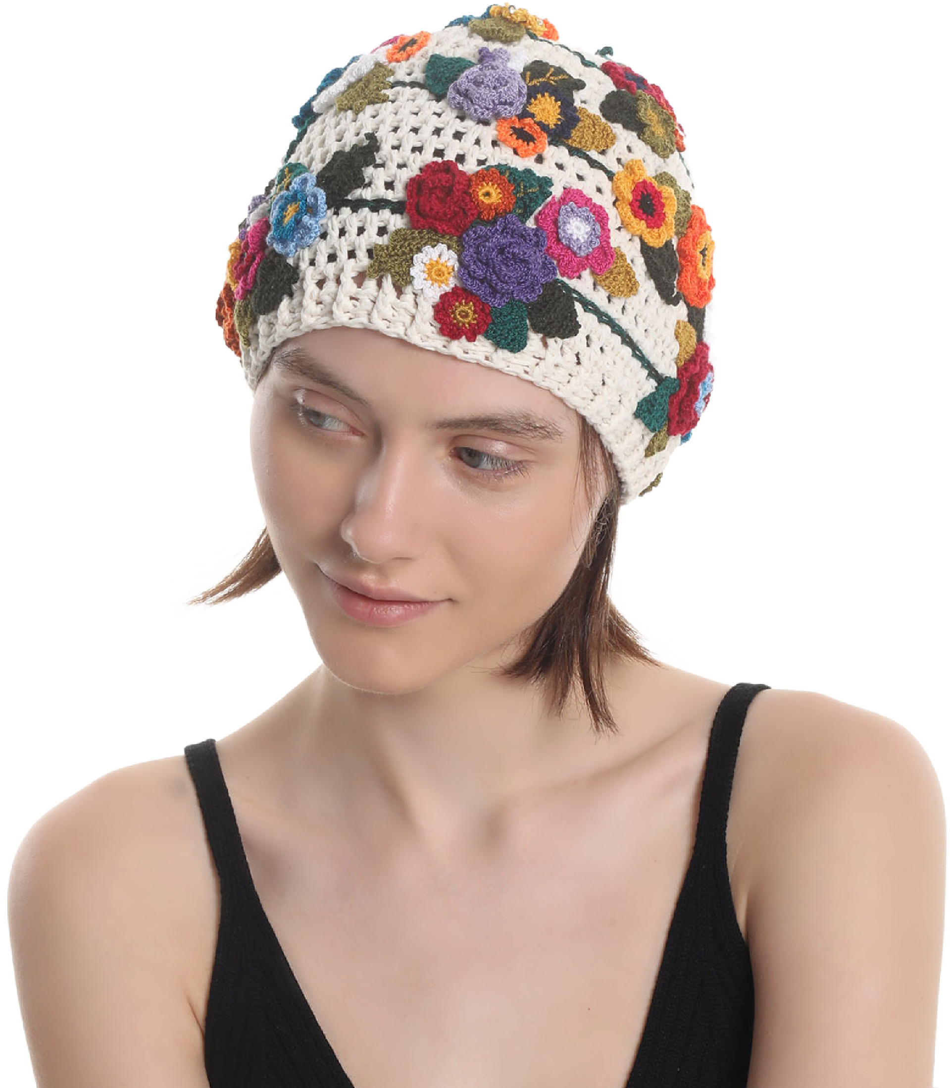 HANDMADE  HAT BANDANA Made from natural cotton yarn, Hand knitted