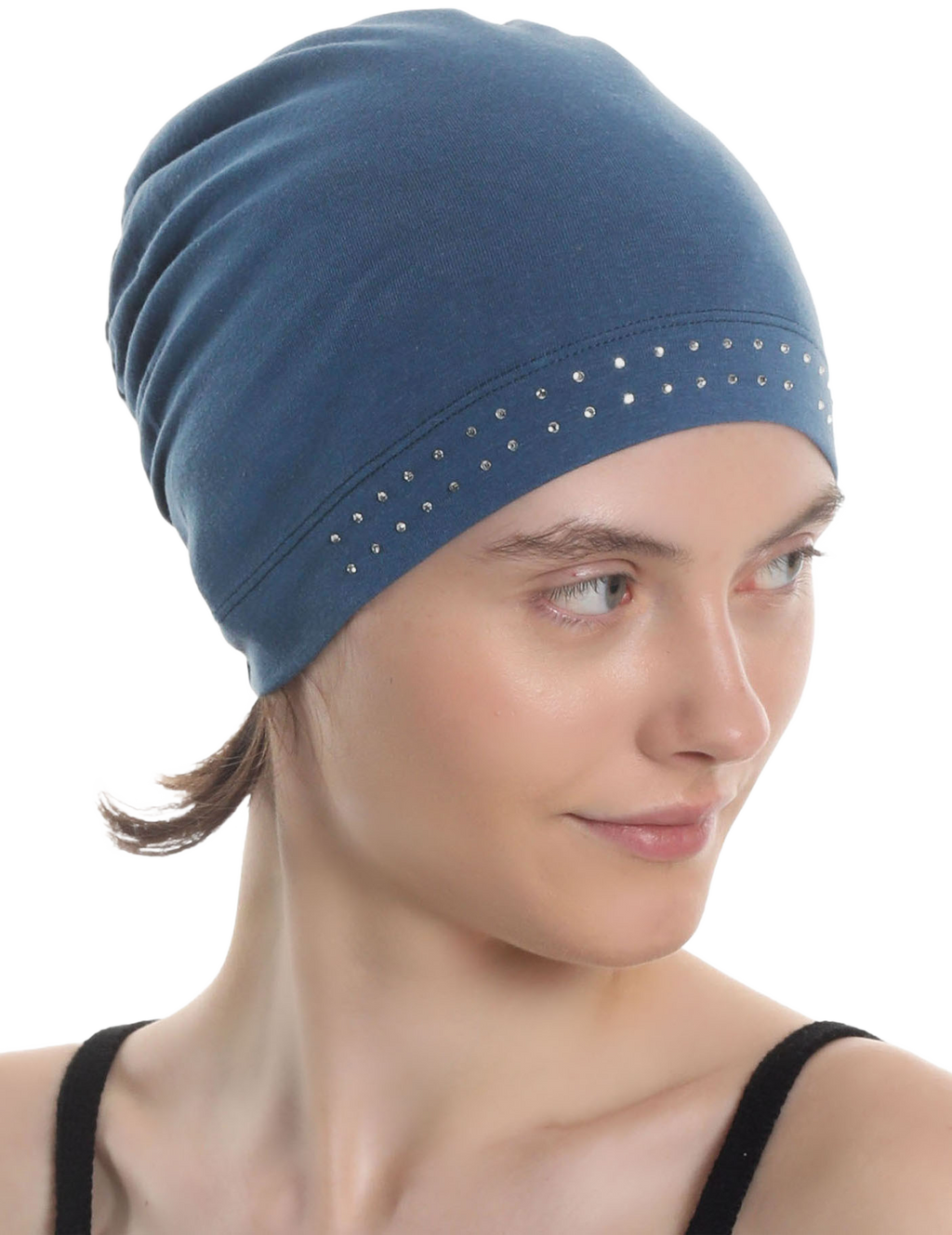 BAMBOO ESSENTIAL JEWELLED CAP Under Hat & Scarf, Sleep Cap