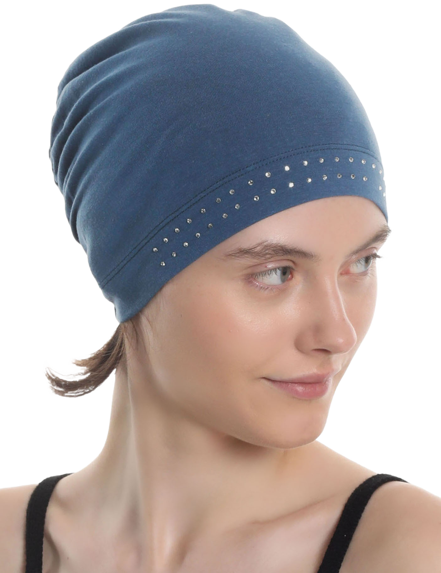 BAMBOO ESSENTIAL JEWELLED CAP Under Hat & Scarf, Sleep Cap