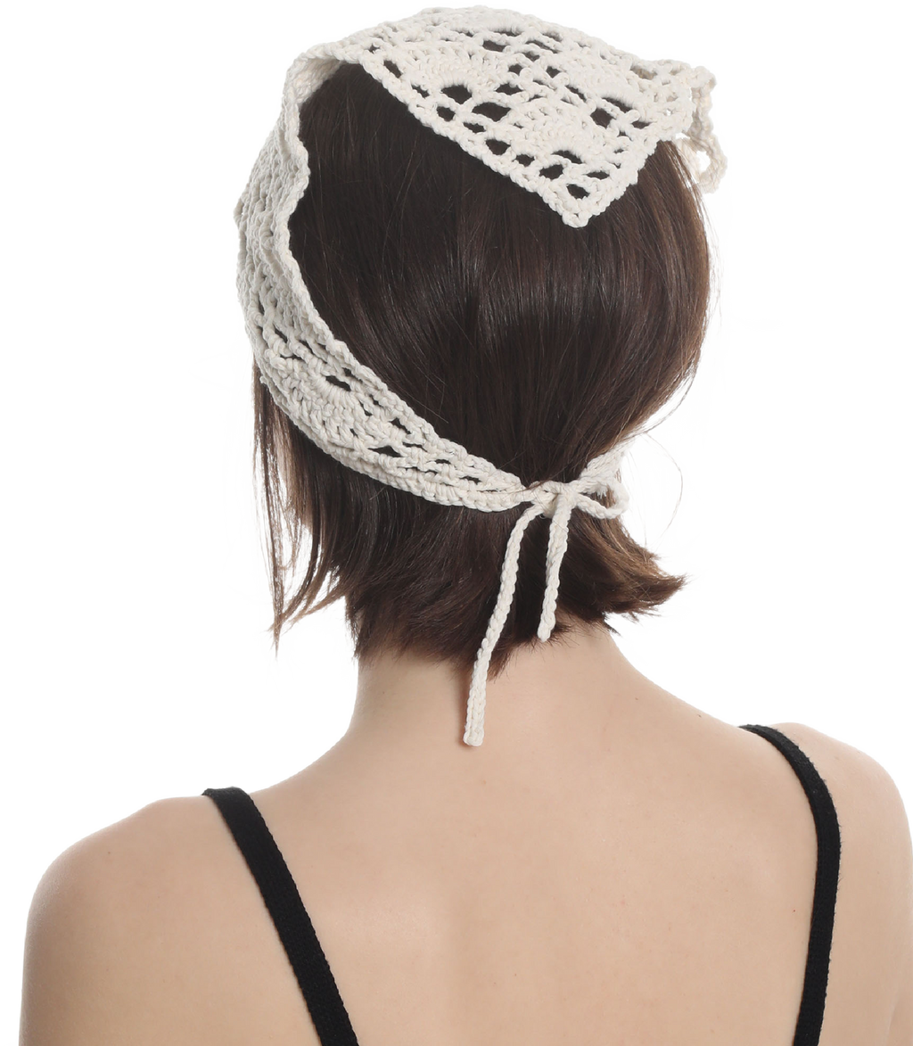 HANDMADE  HAT BANDANA Made from natural cotton yarn, Hand knitted