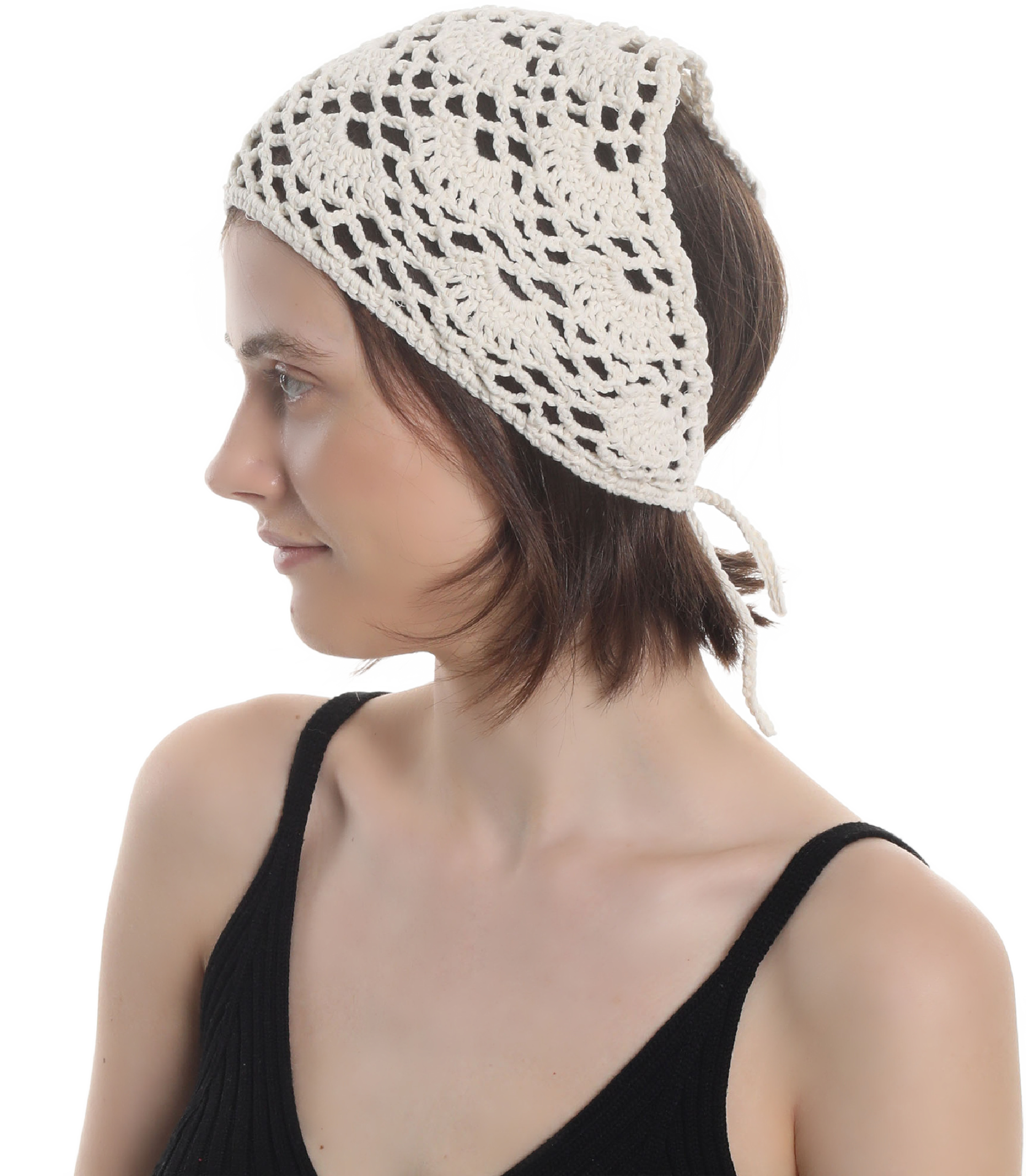 HANDMADE  HAT BANDANA Made from natural cotton yarn, Hand knitted