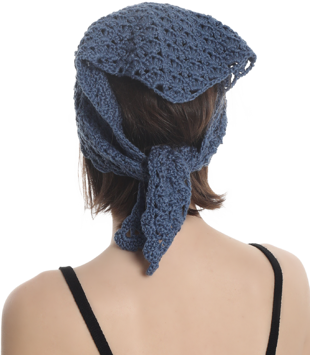 HANDMADE  HAT BANDANA Made from natural cotton yarn, Hand knitted