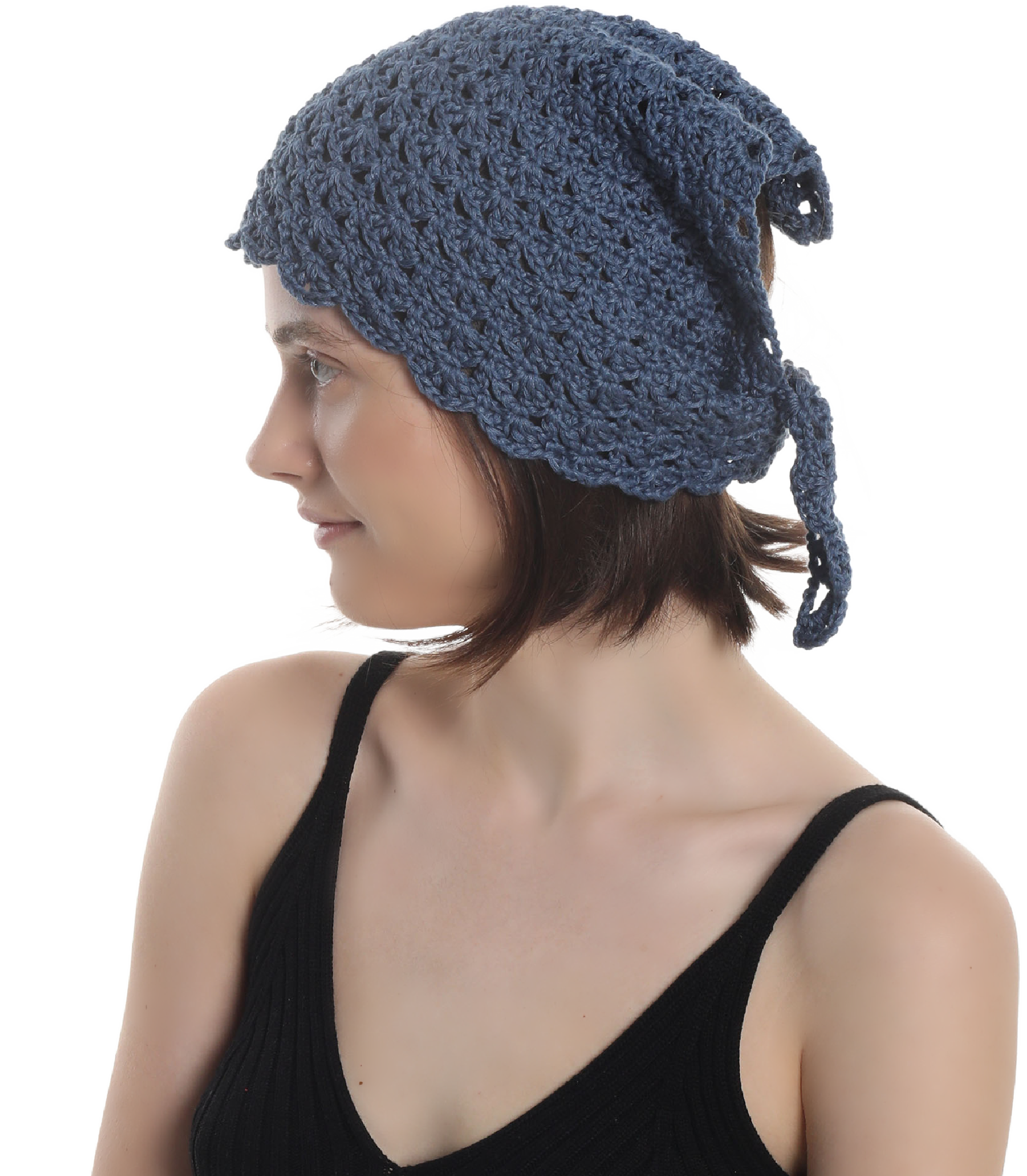 HANDMADE  HAT BANDANA Made from natural cotton yarn, Hand knitted
