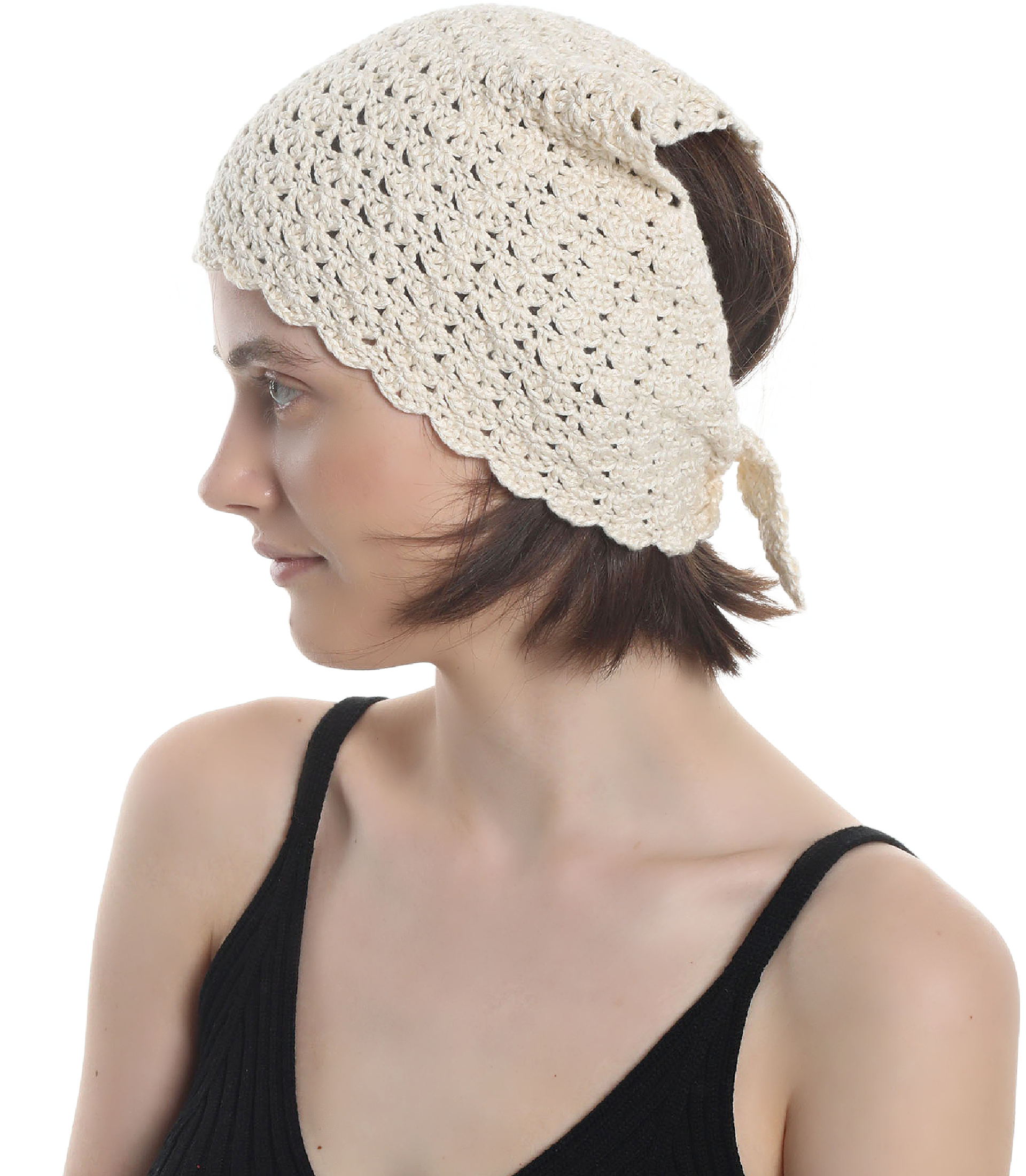 HANDMADE  HAT BANDANA Made from natural cotton yarn, Hand knitted