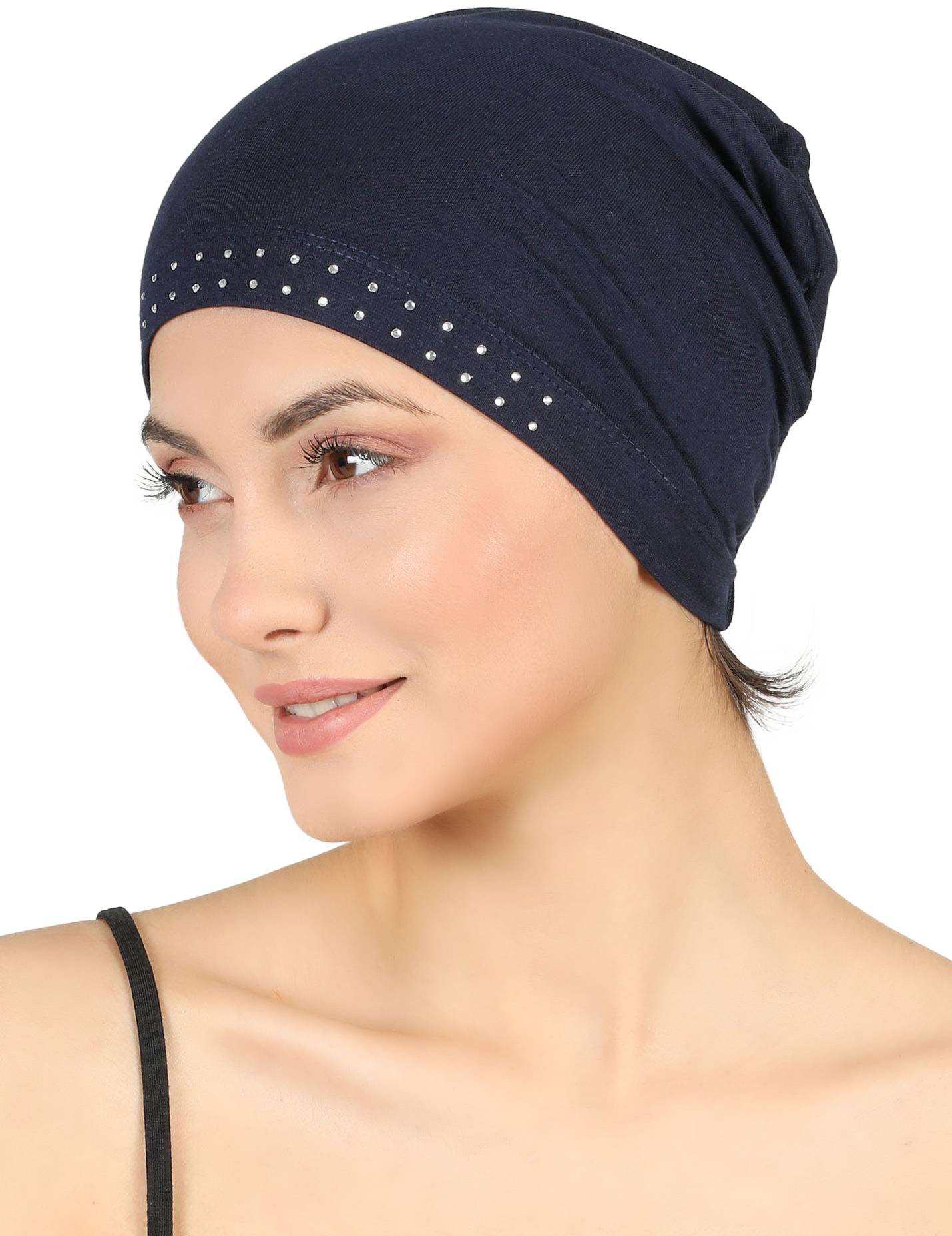 BAMBOO ESSENTIAL JEWELLED CAP Under Hat & Scarf, Sleep Cap