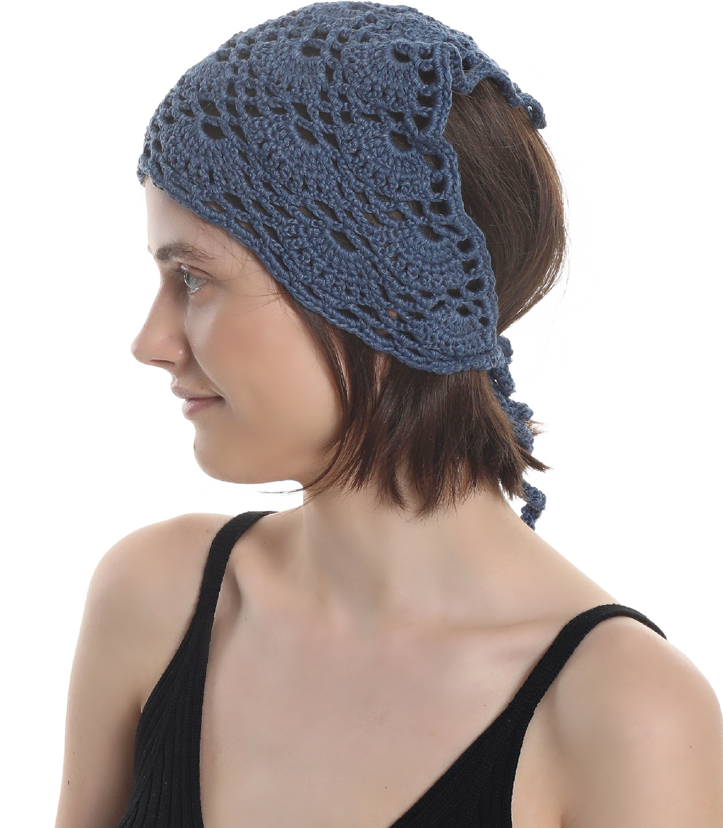 HANDMADE  HAT BANDANA Made from natural cotton yarn, Hand knitted