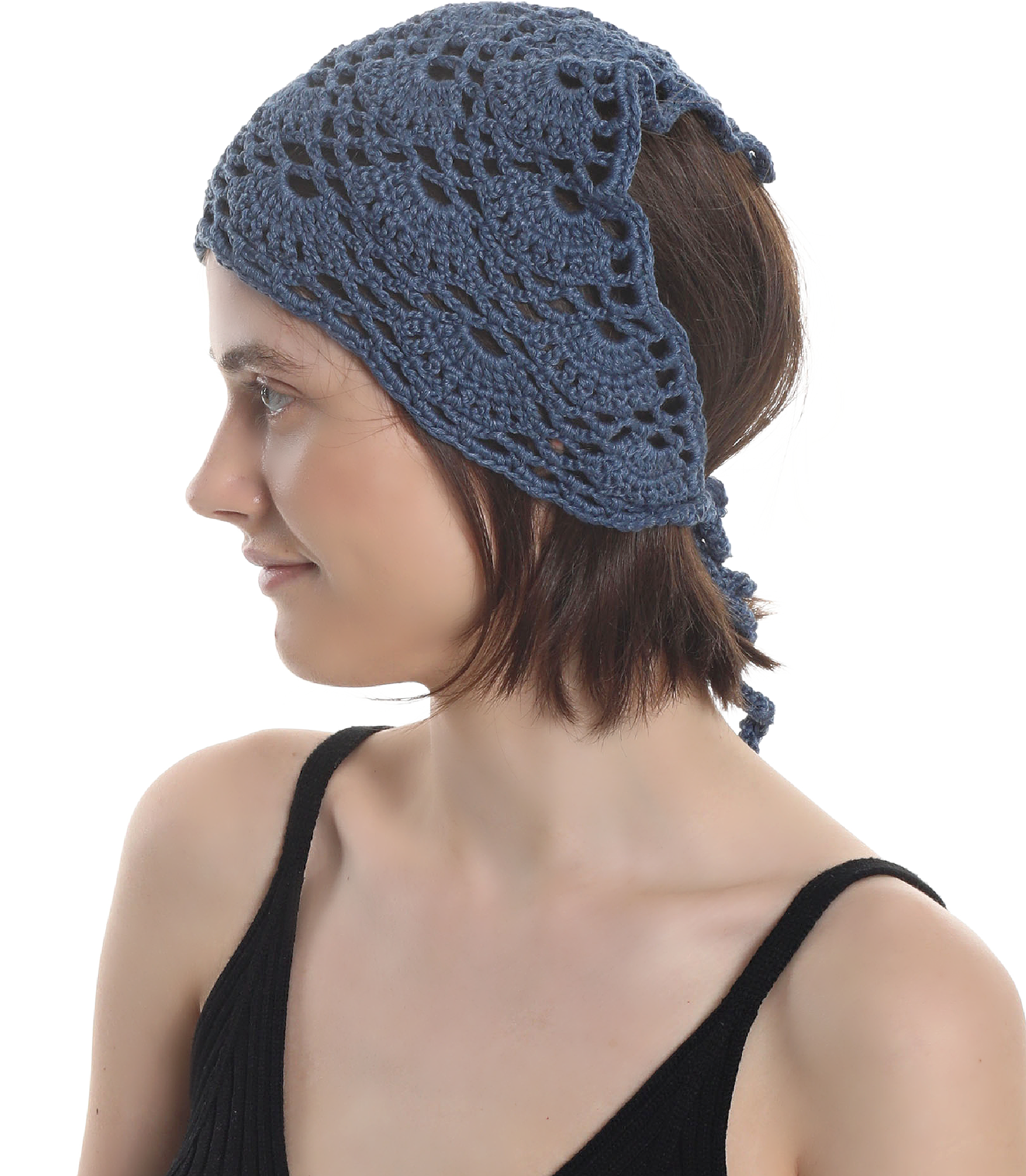HANDMADE  HAT BANDANA Made from natural cotton yarn, Hand knitted