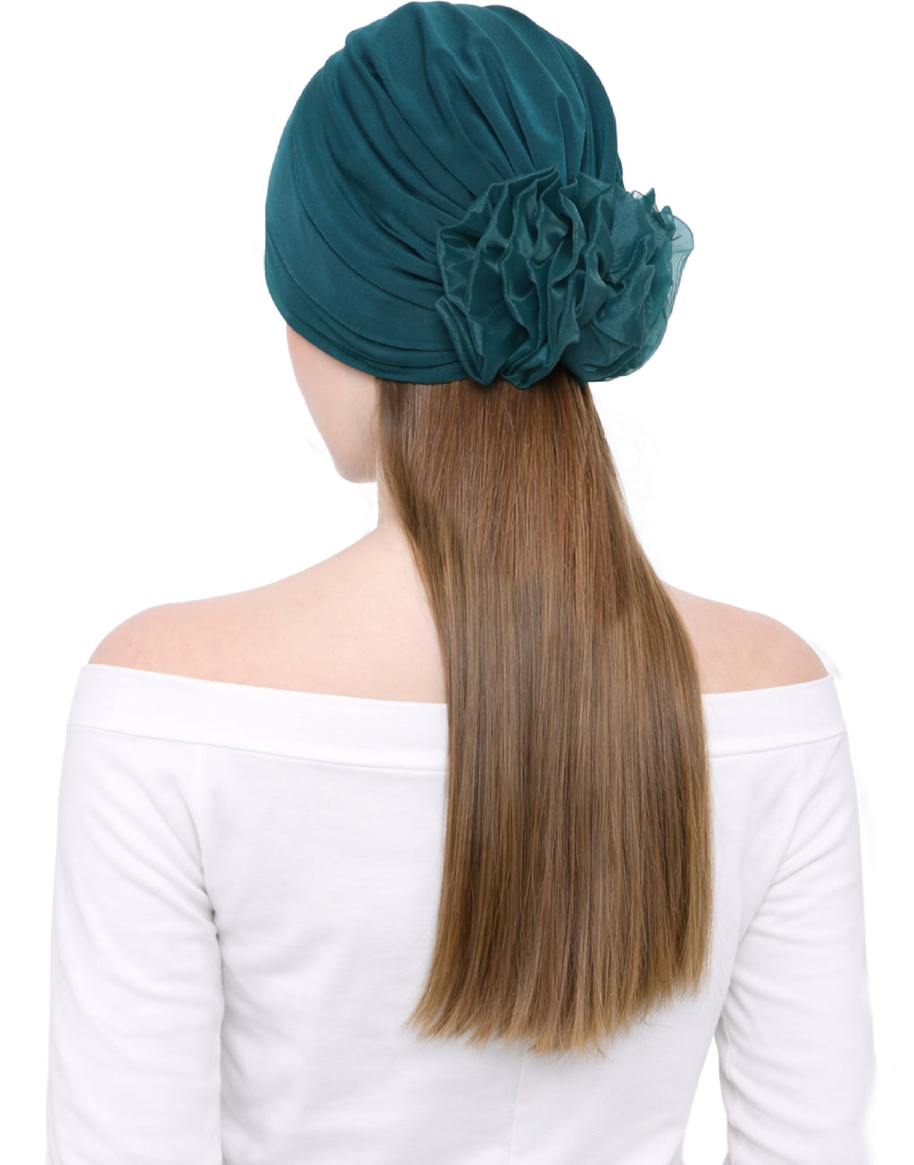 Chemo Hat with Flower Detail - Organza Padded Headwear for Hair Loss