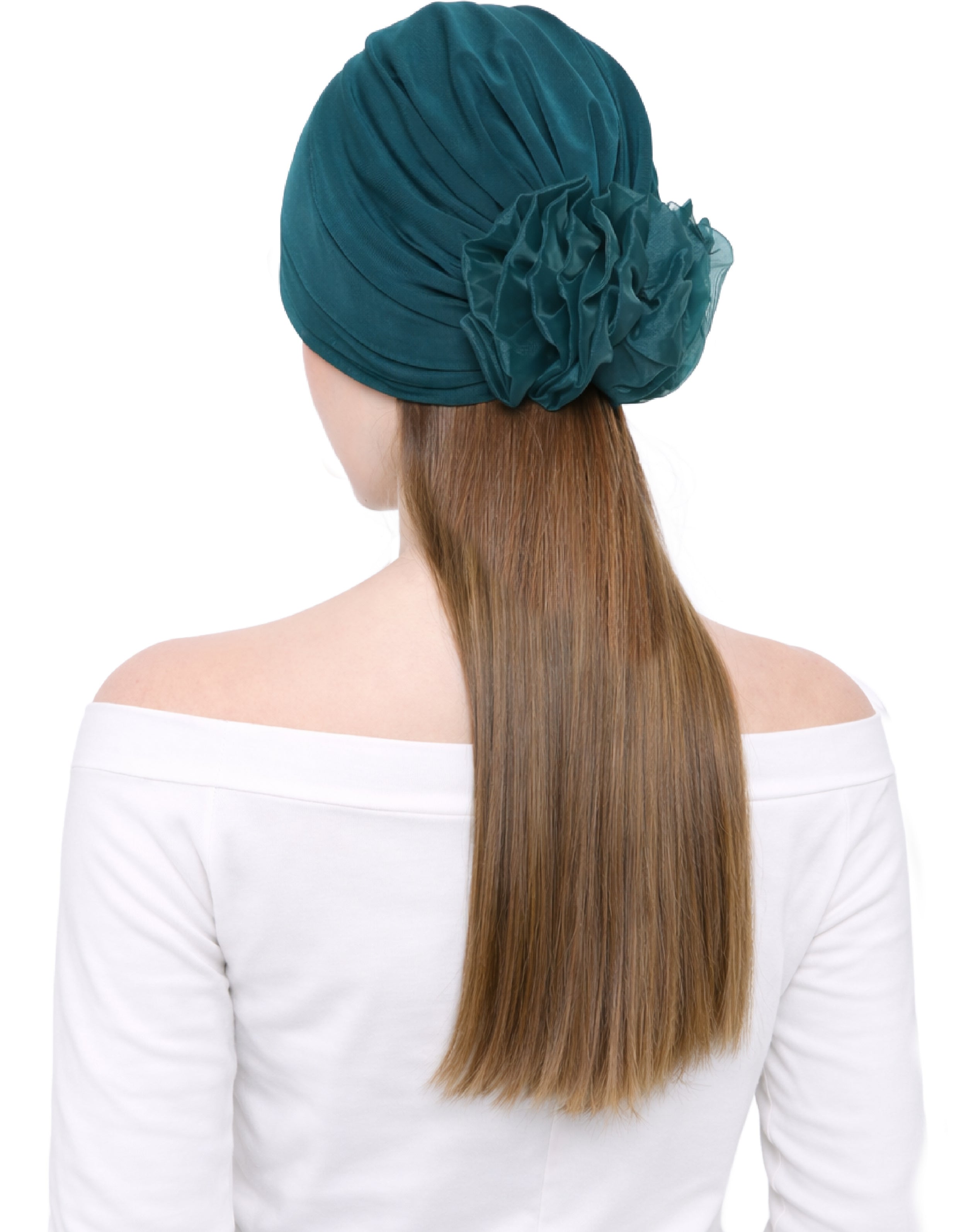 Chemo Hat with Flower Detail - Organza Padded Headwear for Hair Loss
