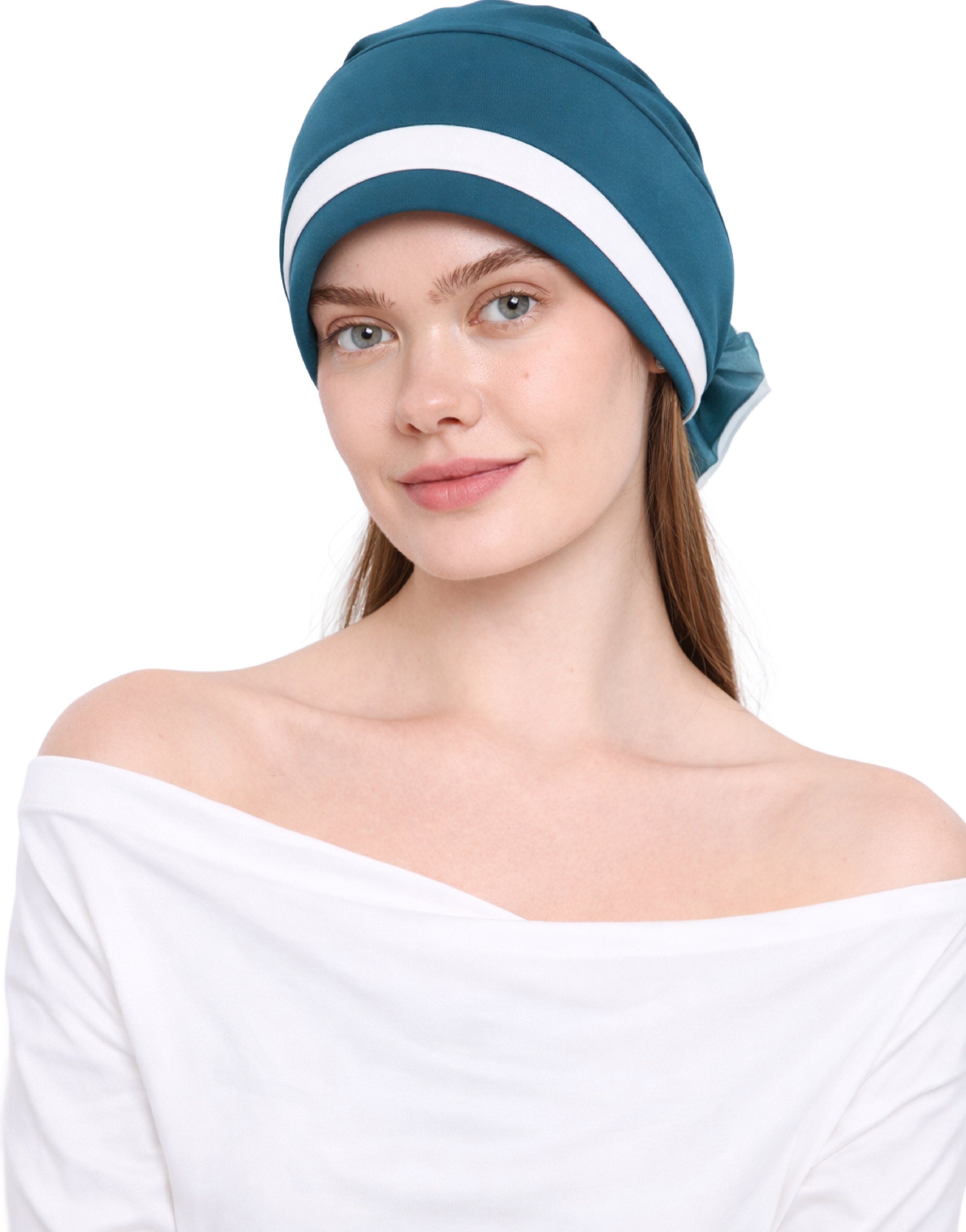 Chemo Hat with Flower Detail - Organza Padded Headwear for Hair Loss