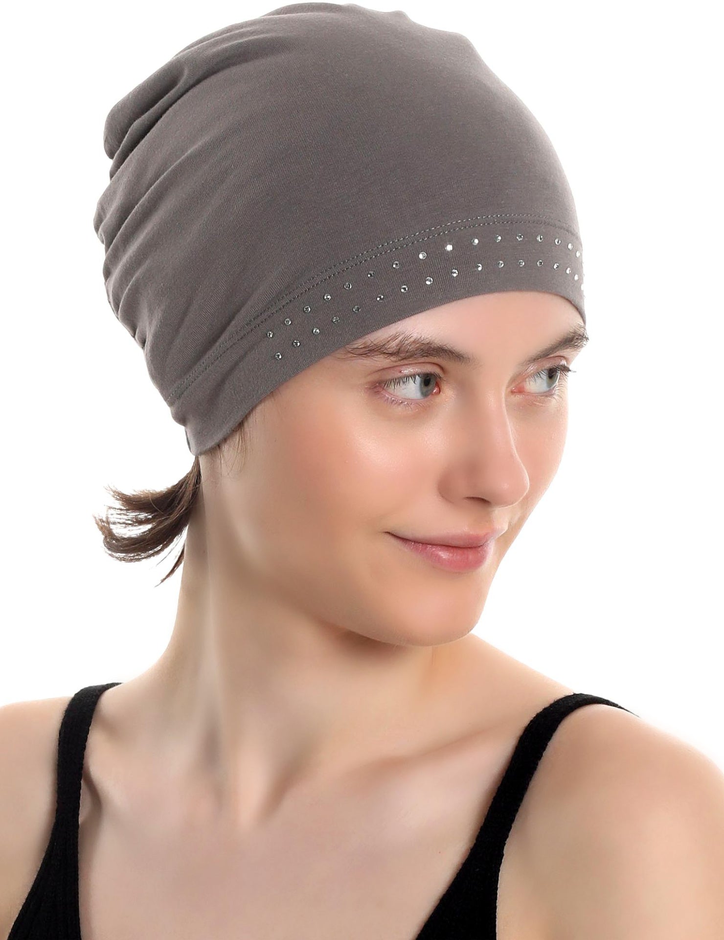 BAMBOO ESSENTIAL JEWELLED CAP Under Hat & Scarf, Sleep Cap