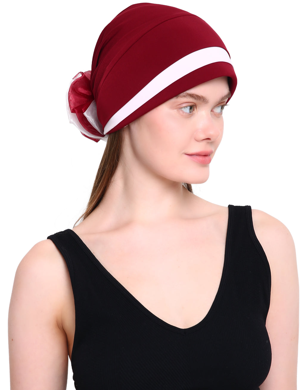 ORGANZA FLOWER HEADWEAR Padded Front Stylish Hat