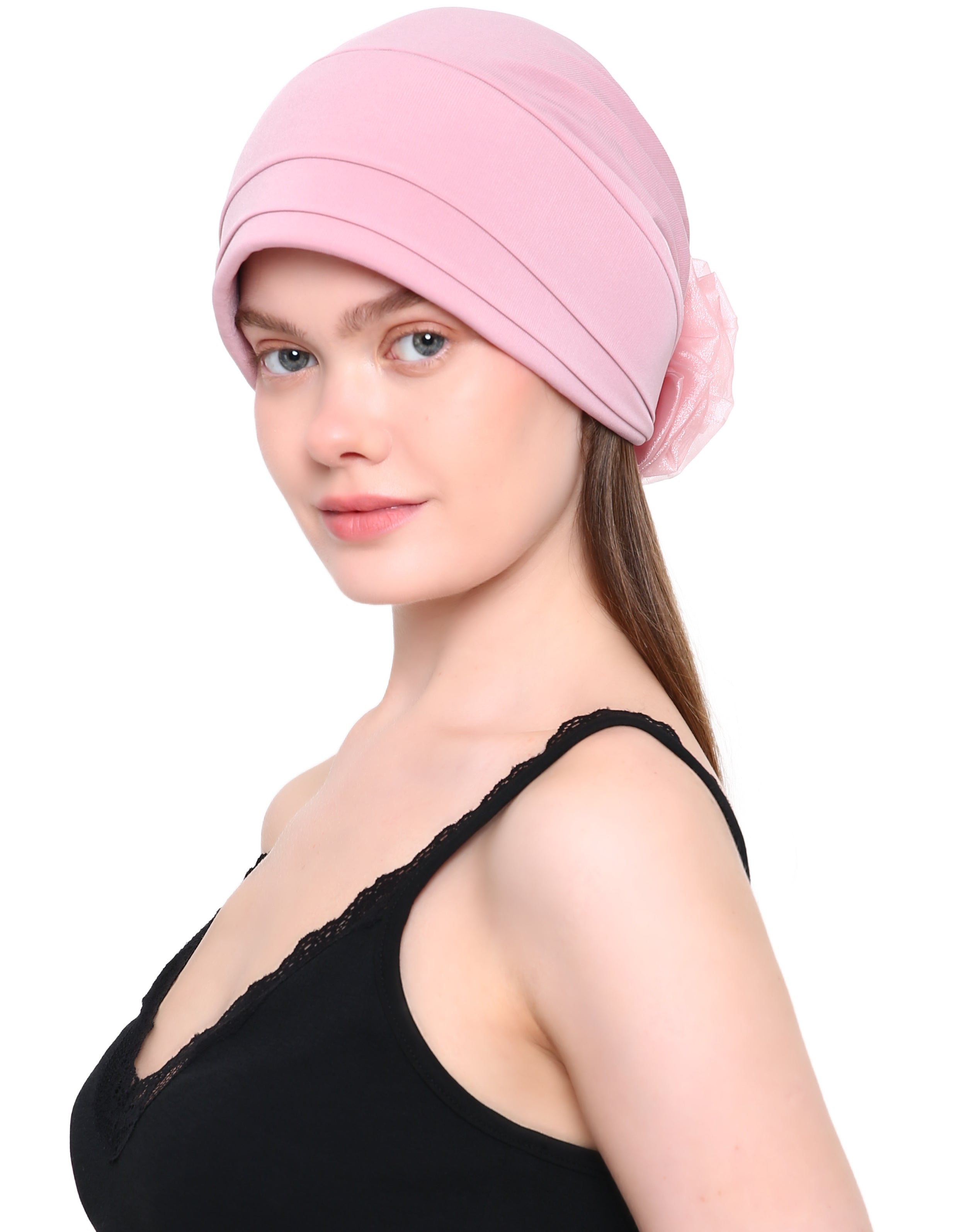 ORGANZA FLOWER HEADWEAR Padded Front Stylish Hat