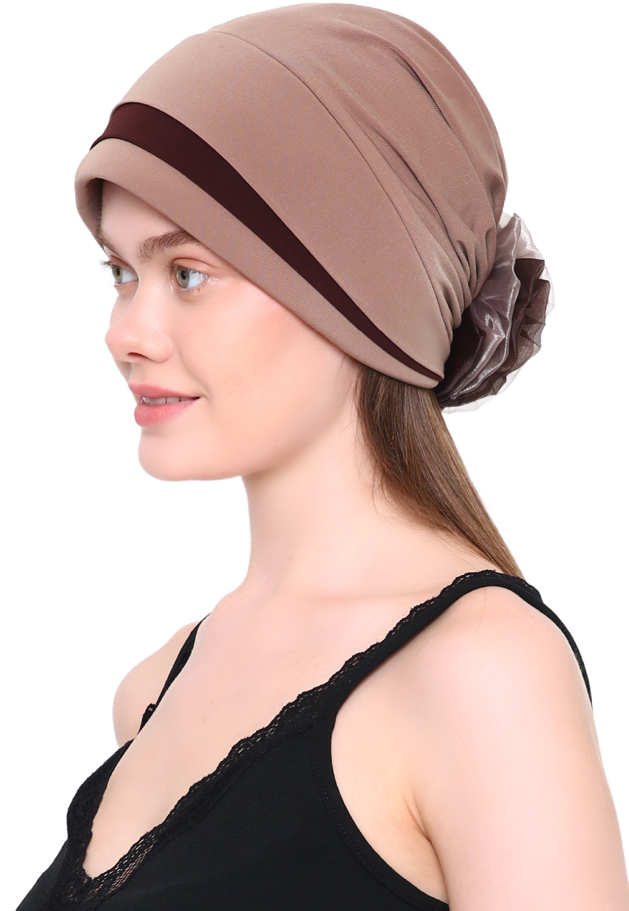 ORGANZA FLOWER HEADWEAR Padded Front Stylish Hat