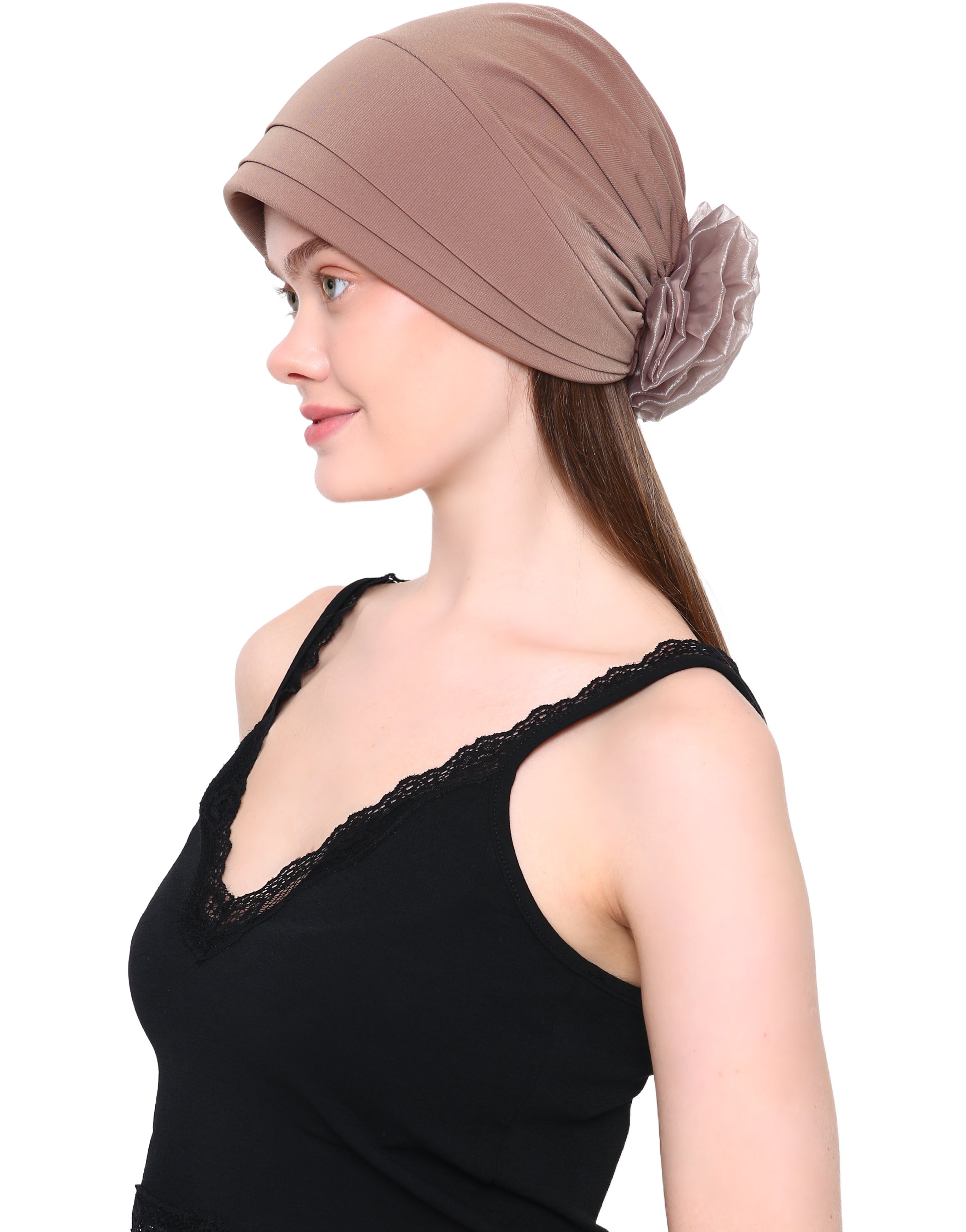 ORGANZA FLOWER HEADWEAR Padded Front Stylish Hat