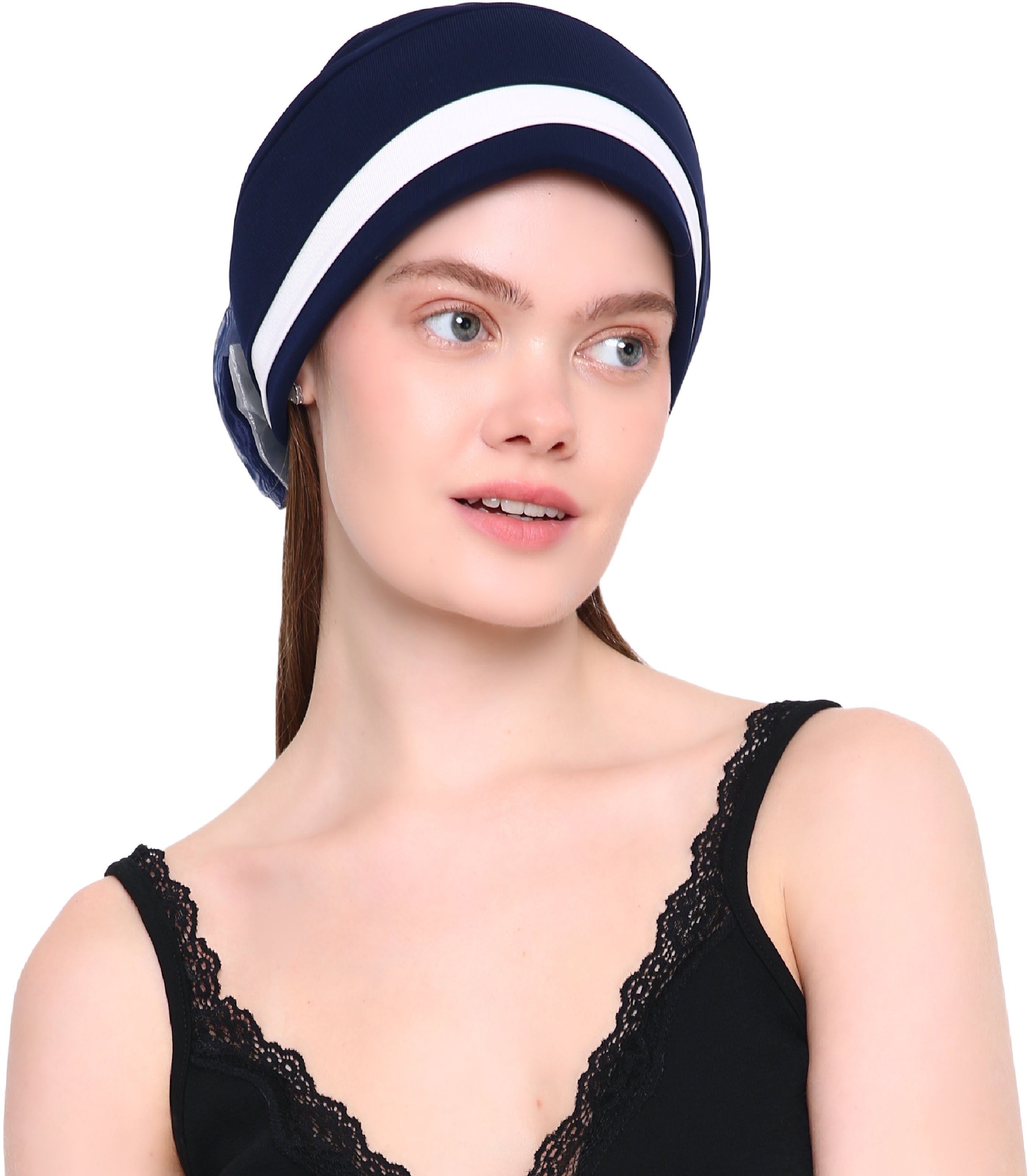 ORGANZA FLOWER HEADWEAR Padded Front Stylish Hat