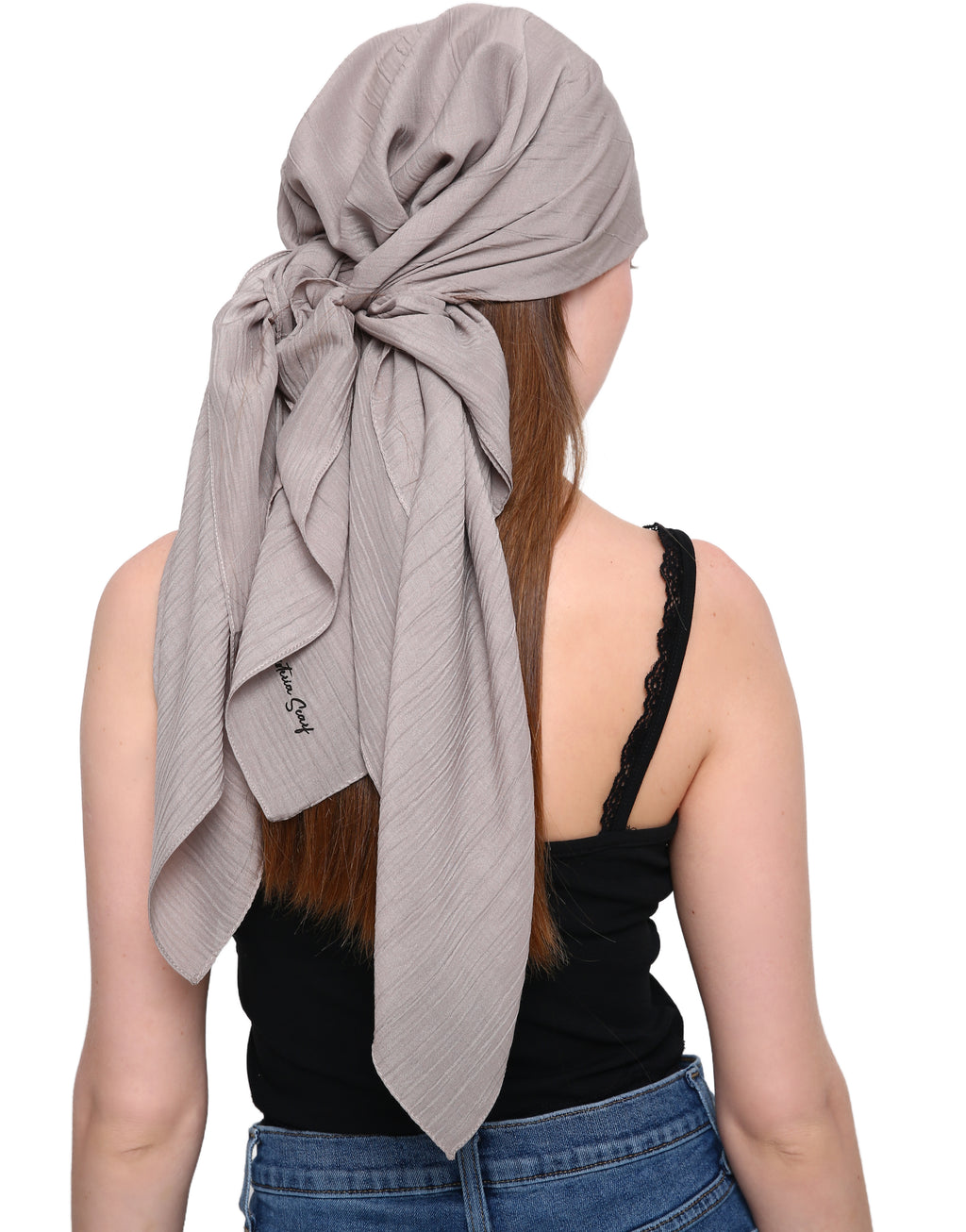 WOOD EFFECT SQUARE HEAD SCARF for Hair Loss