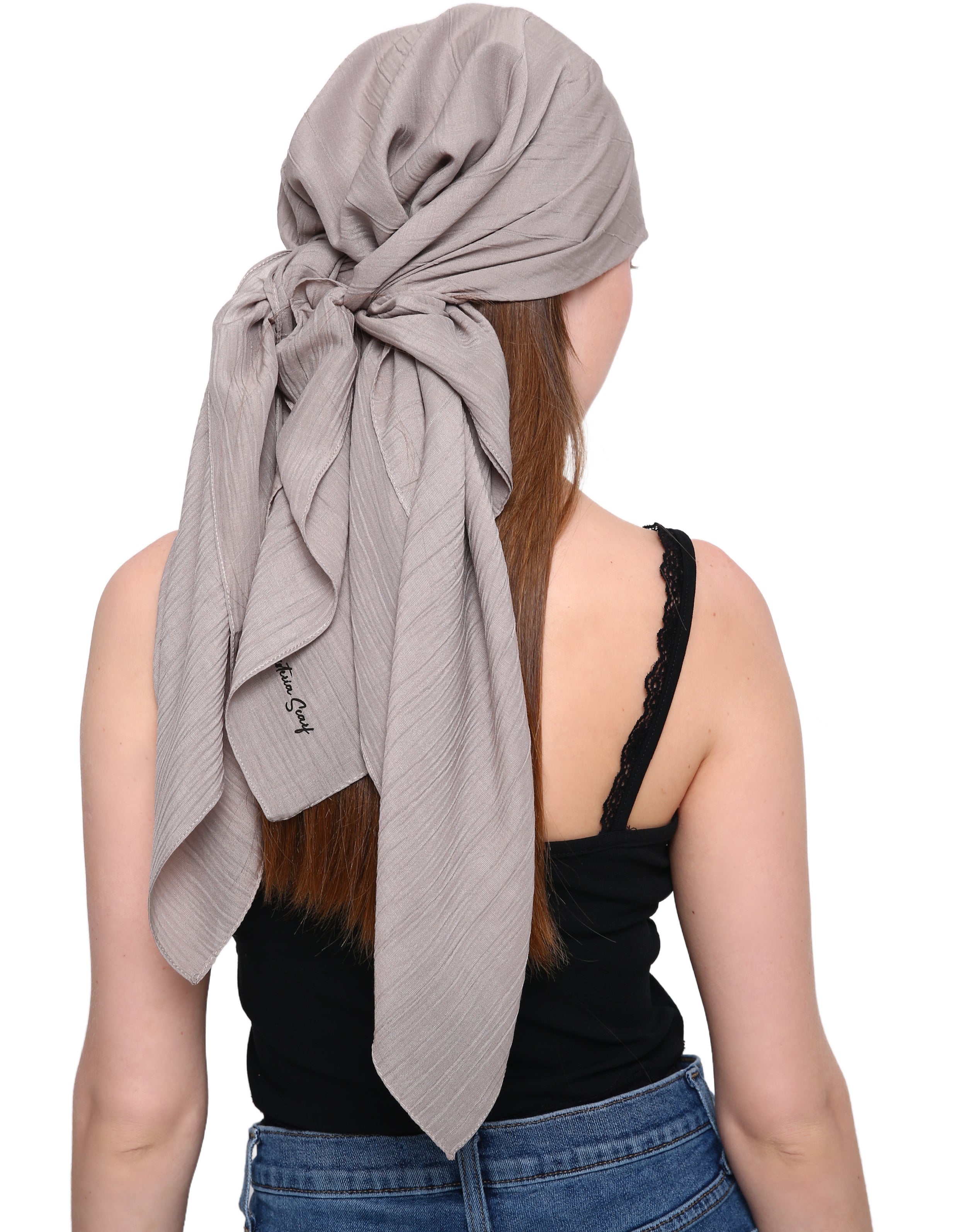WOOD EFFECT SQUARE HEAD SCARF for Hair Loss