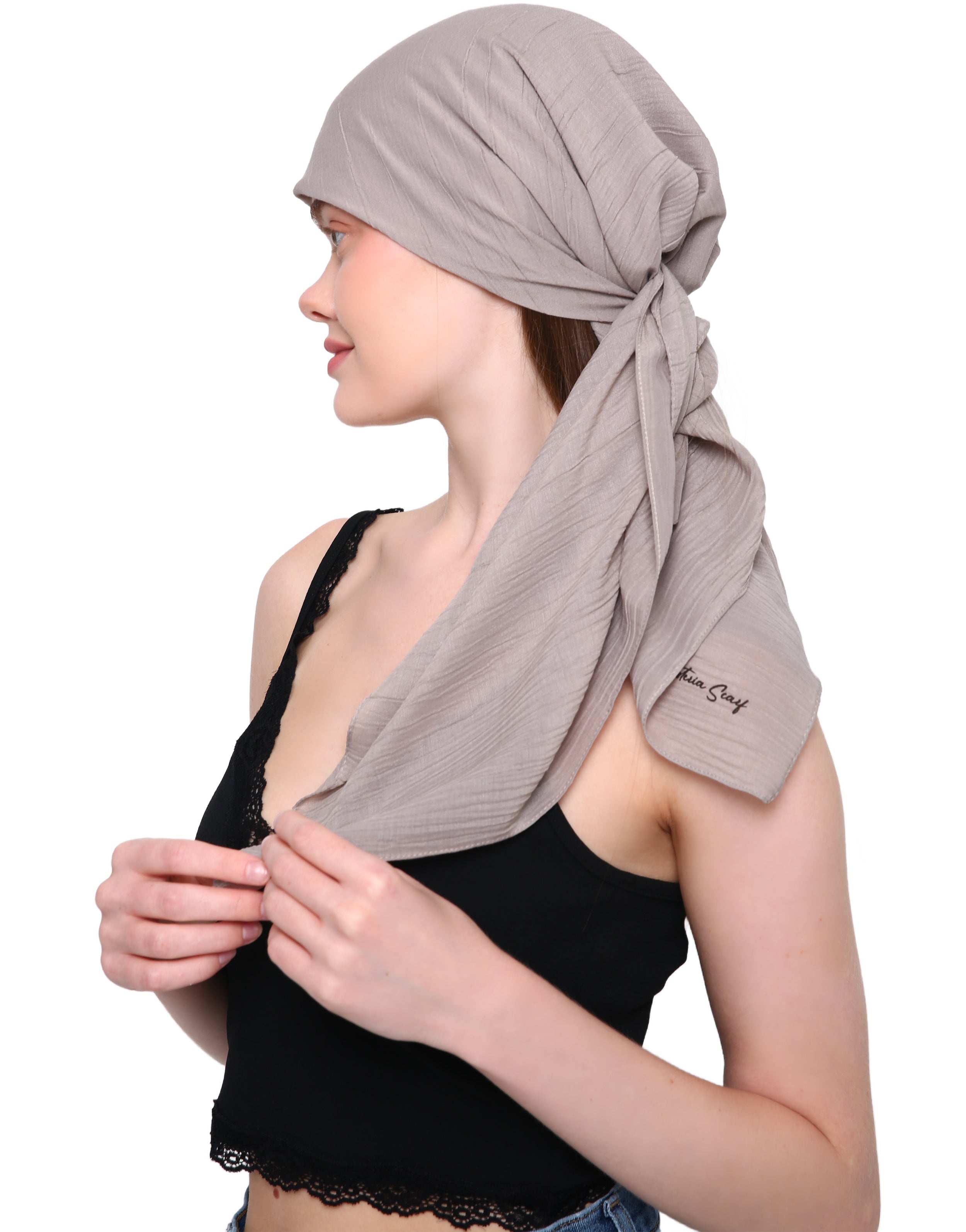 SQUARE HEAD SCARF Wood Effect Pattern Soft Luxury Viscose