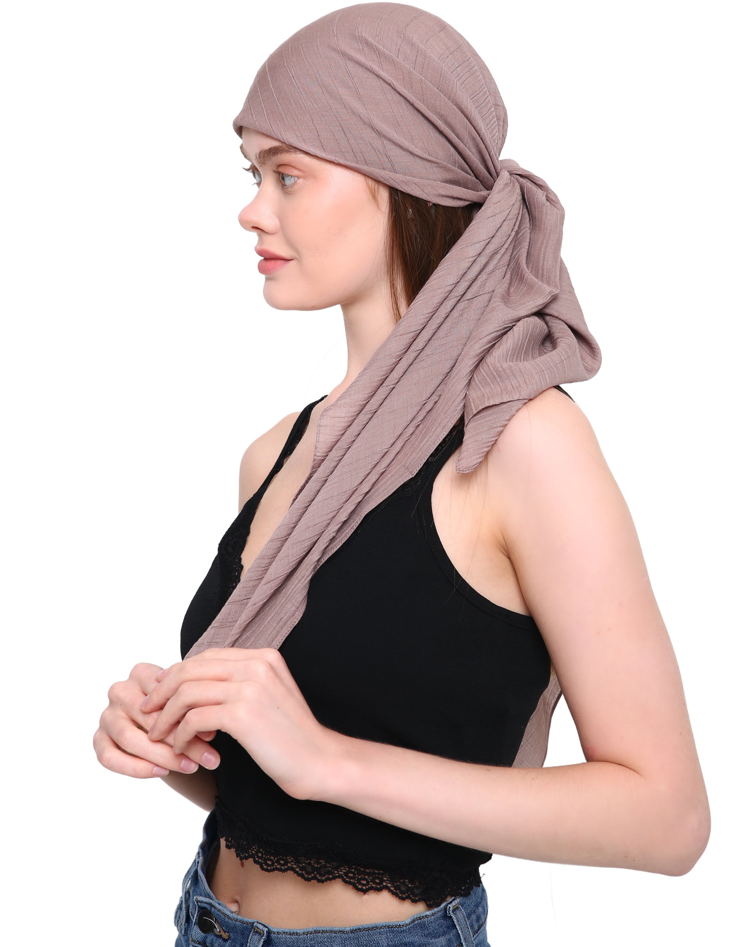 WOOD EFFECT SQUARE HEAD SCARF for Hair Loss