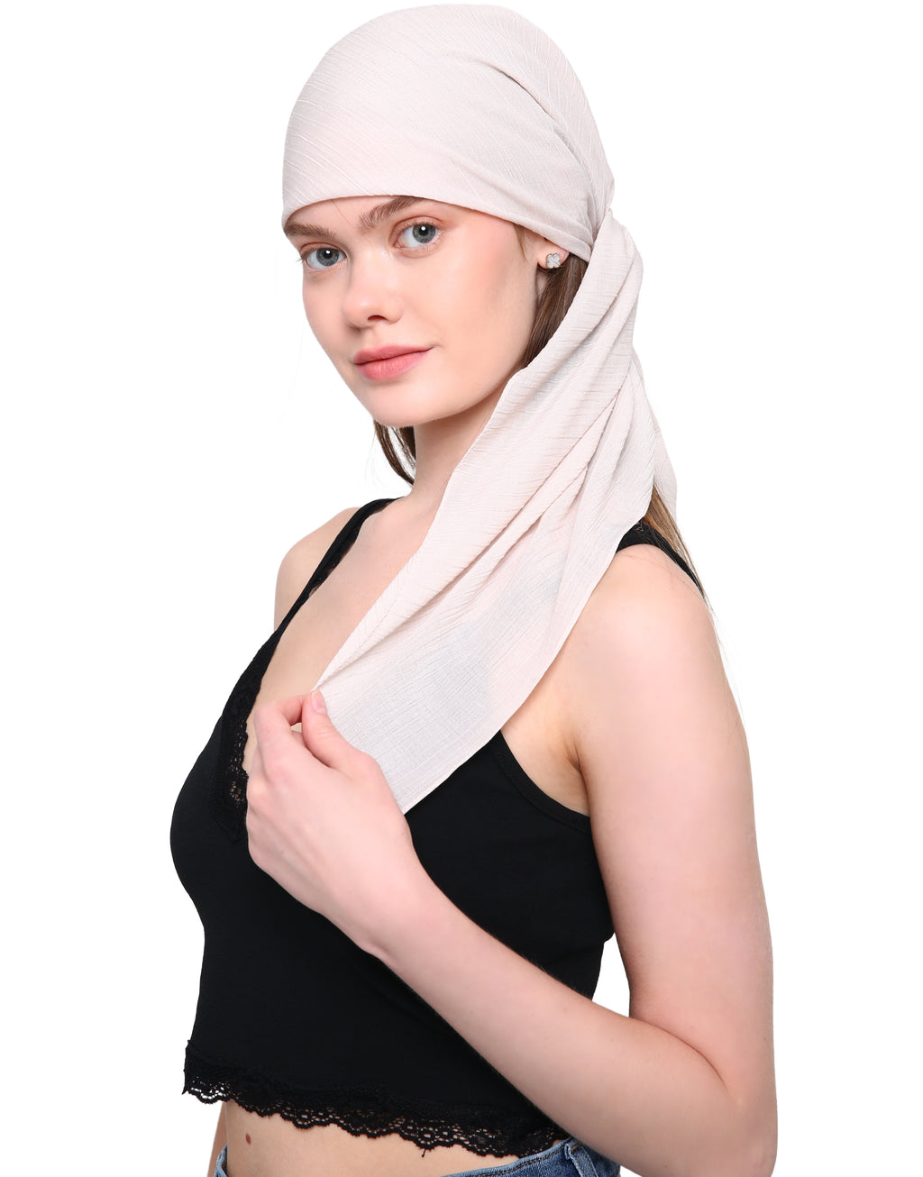 WOOD EFFECT SQUARE HEAD SCARF for Hair Loss