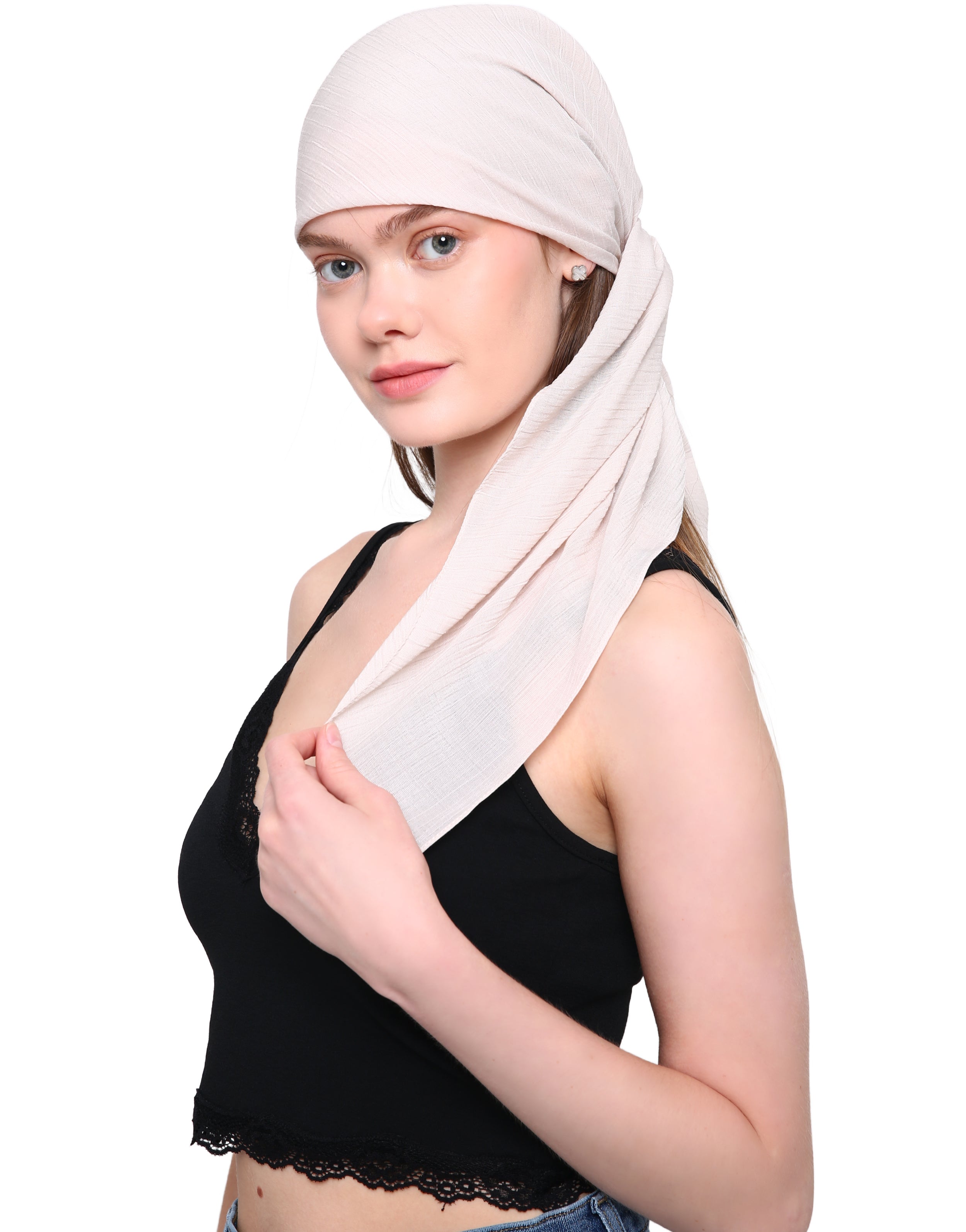 WOOD EFFECT SQUARE HEAD SCARF for Hair Loss