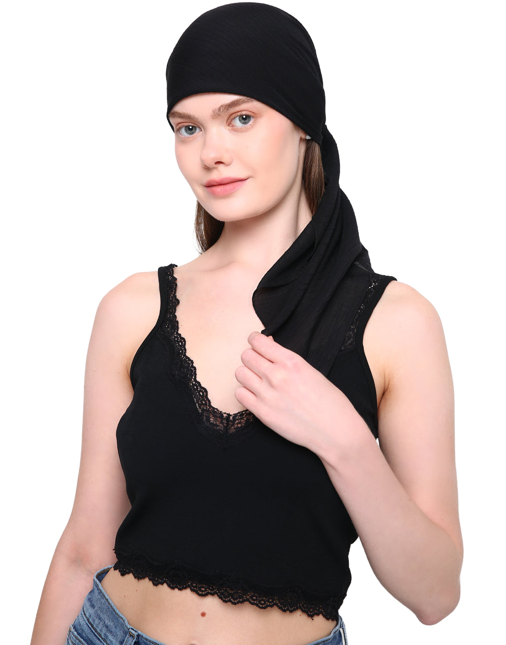 WOOD EFFECT SQUARE HEAD SCARF for Hair Loss