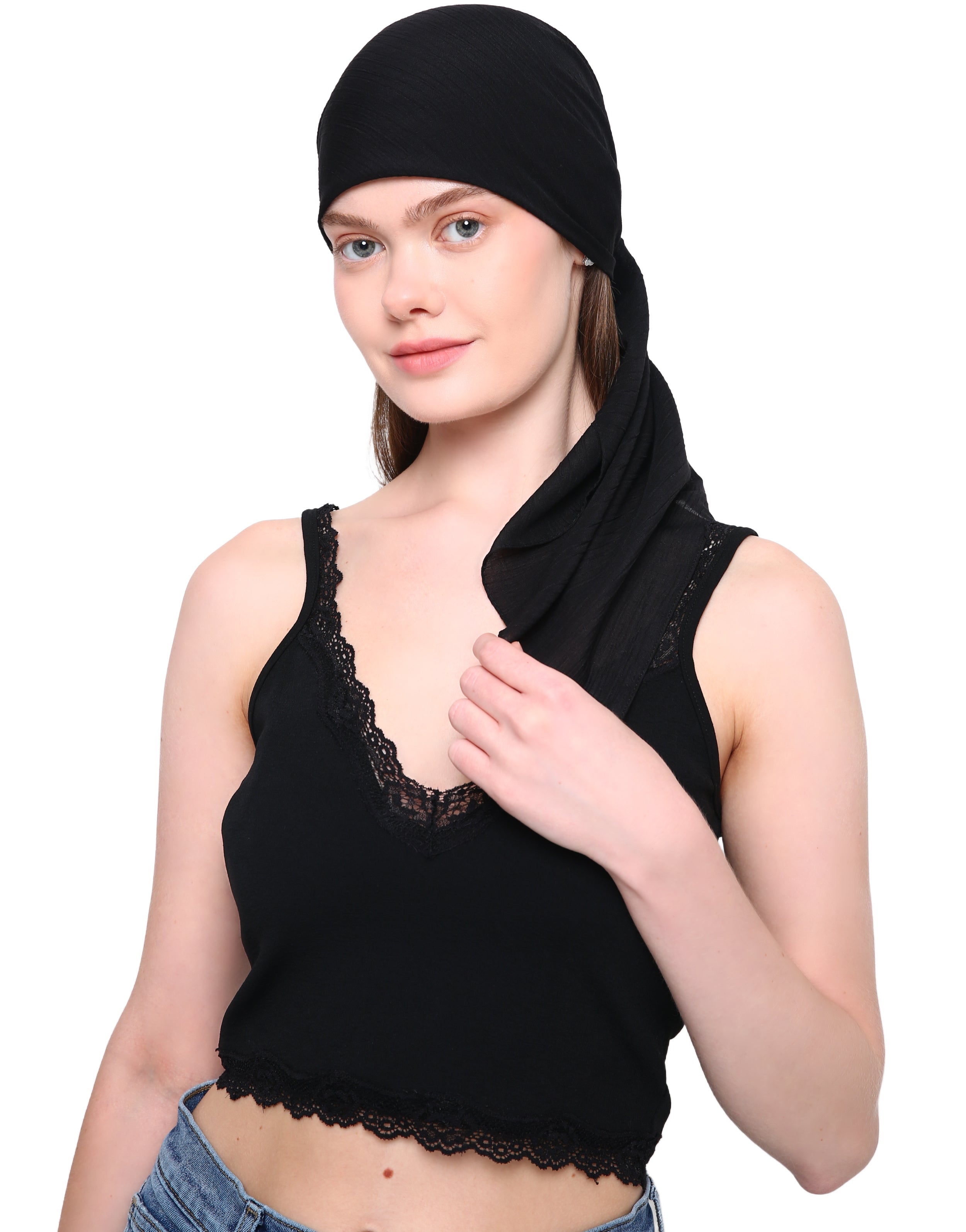 WOOD EFFECT SQUARE HEAD SCARF for Hair Loss