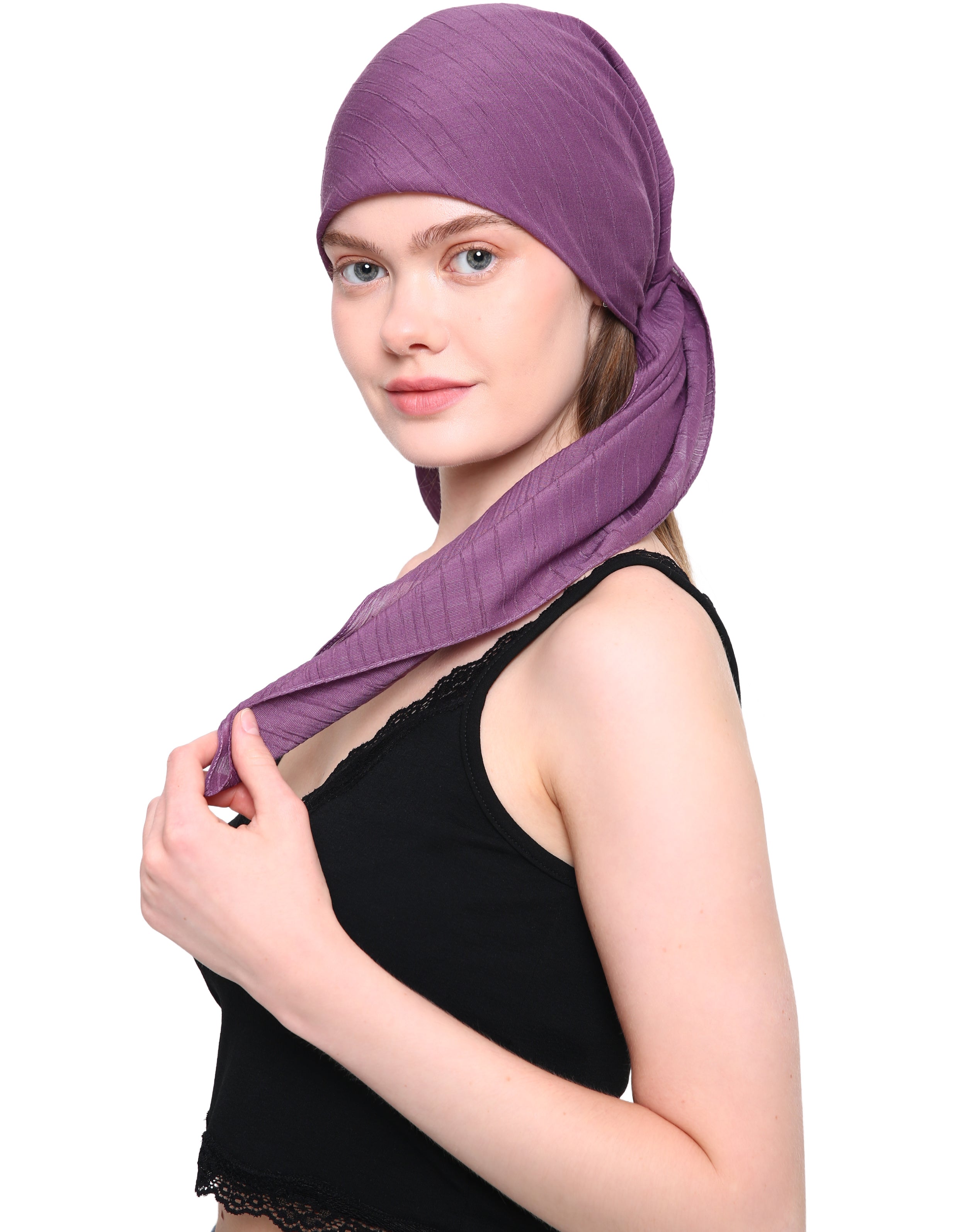 WOOD EFFECT SQUARE HEAD SCARF for Hair Loss