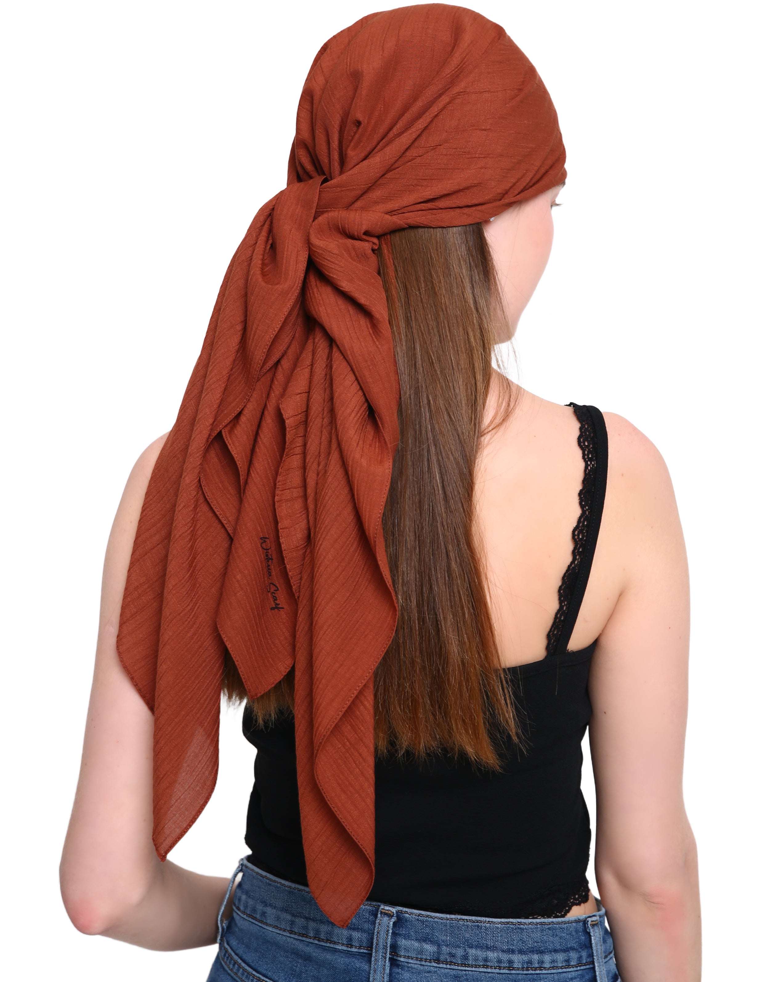 SQUARE HEAD SCARF Wood Effect Pattern Soft Luxury Viscose