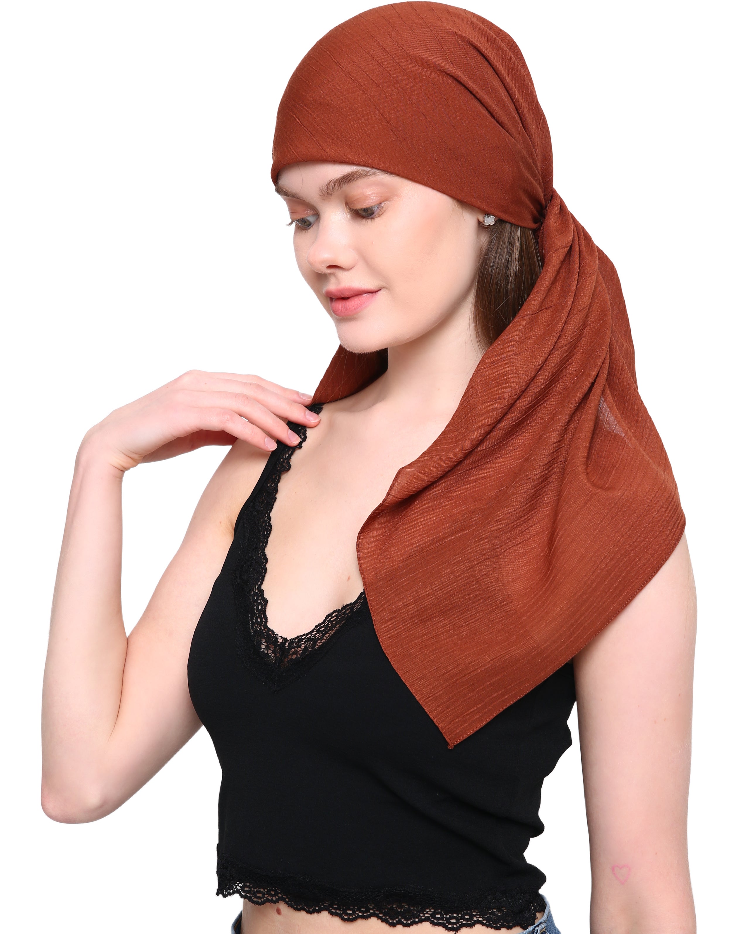 WOOD EFFECT SQUARE HEAD SCARF for Hair Loss