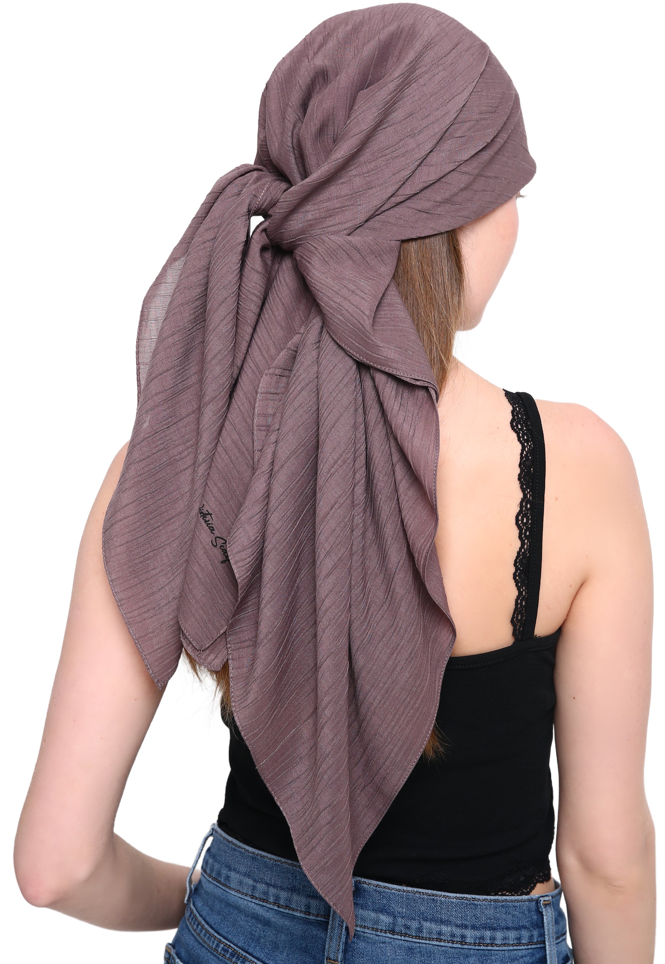 SQUARE HEAD SCARF Wood Effect Pattern Soft Luxury Viscose