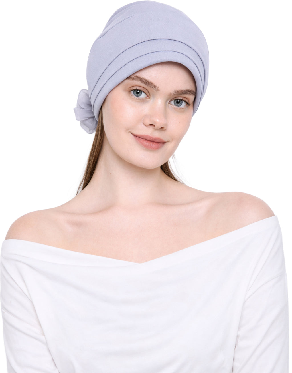 Chemo Hat with Flower Detail - Organza Padded Headwear for Hair Loss