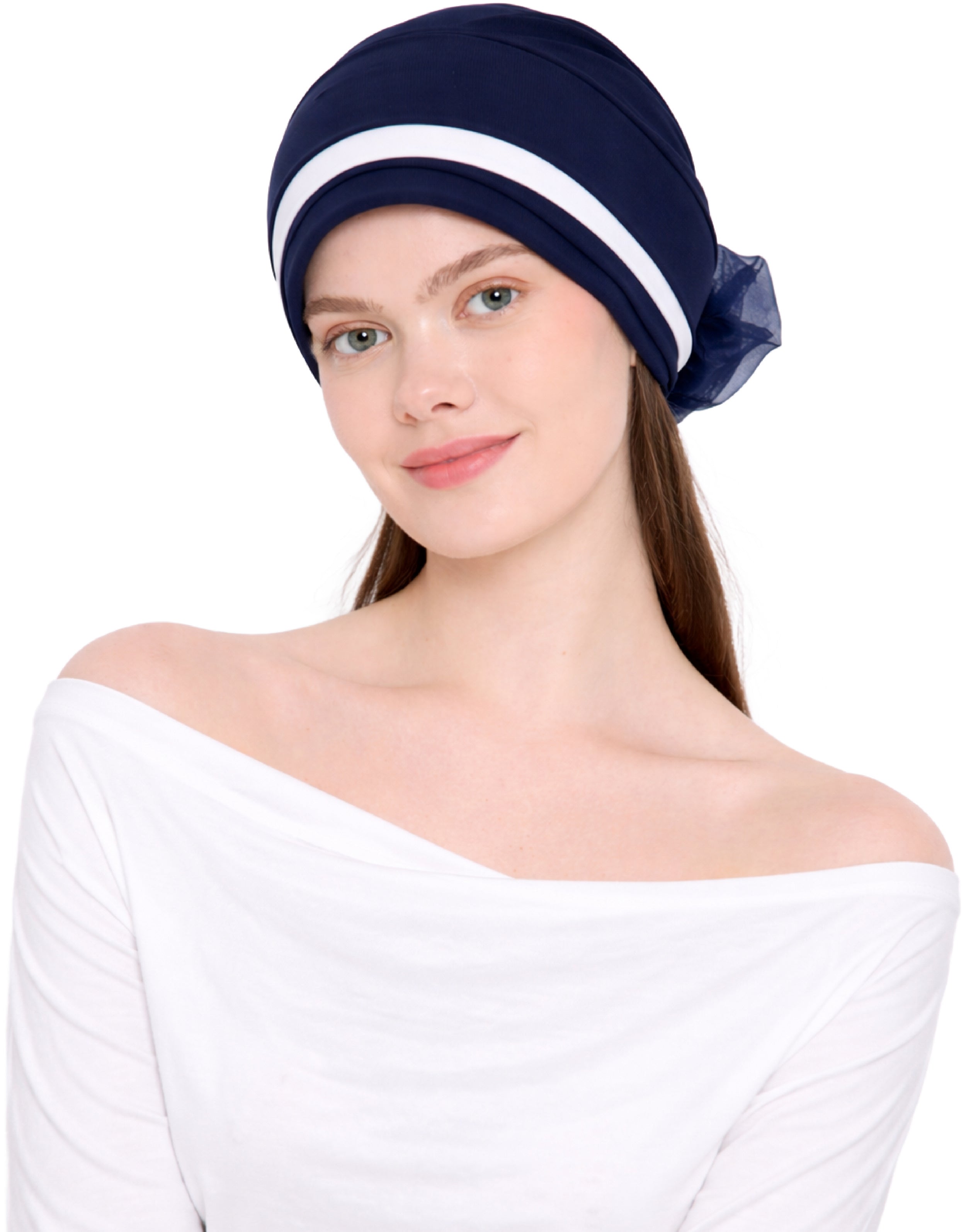 Chemo Hat with Flower Detail - Organza Padded Headwear for Hair Loss