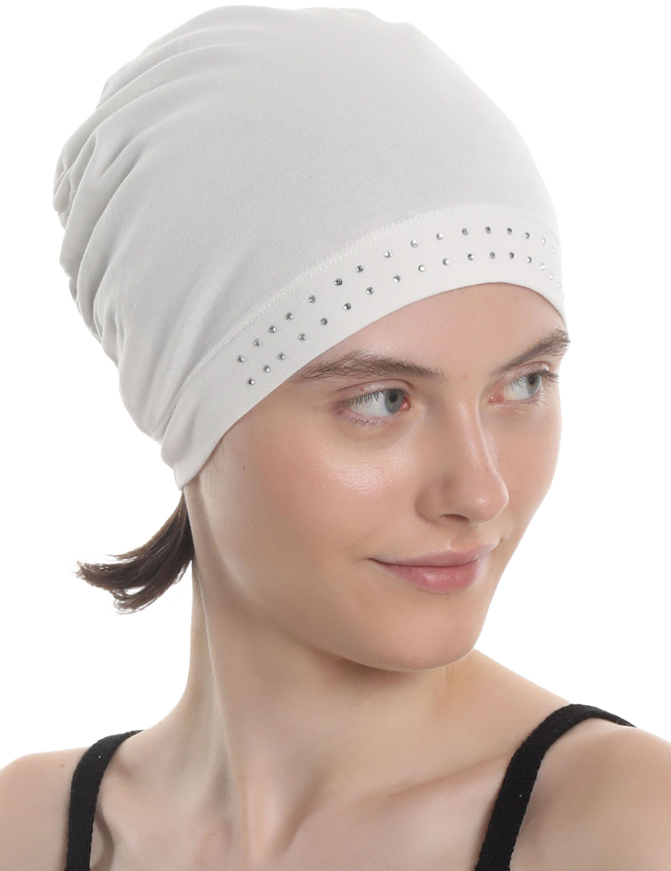 BAMBOO ESSENTIAL JEWELLED CAP Under Hat & Scarf, Sleep Cap