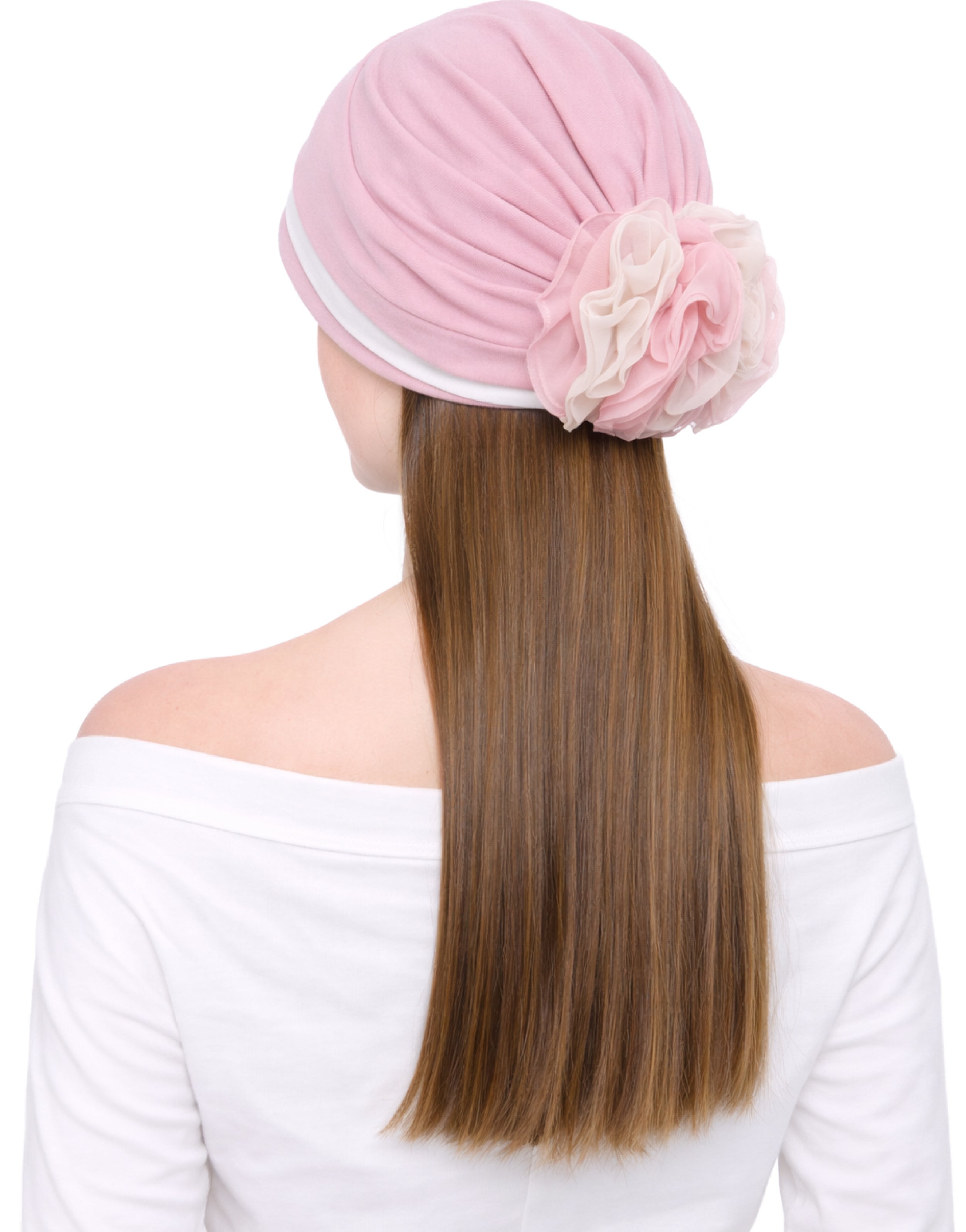 Chemo Hat with Flower Detail - Organza Padded Headwear for Hair Loss