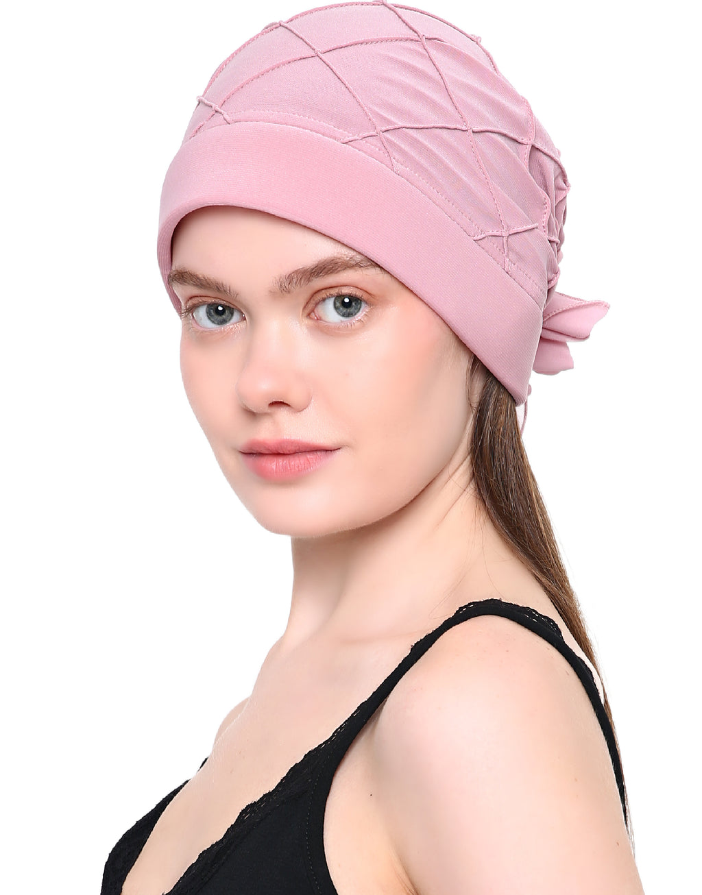 CHECK PATTERN PRACTICAL HAT with Pretty Chiffon Flower Detail
