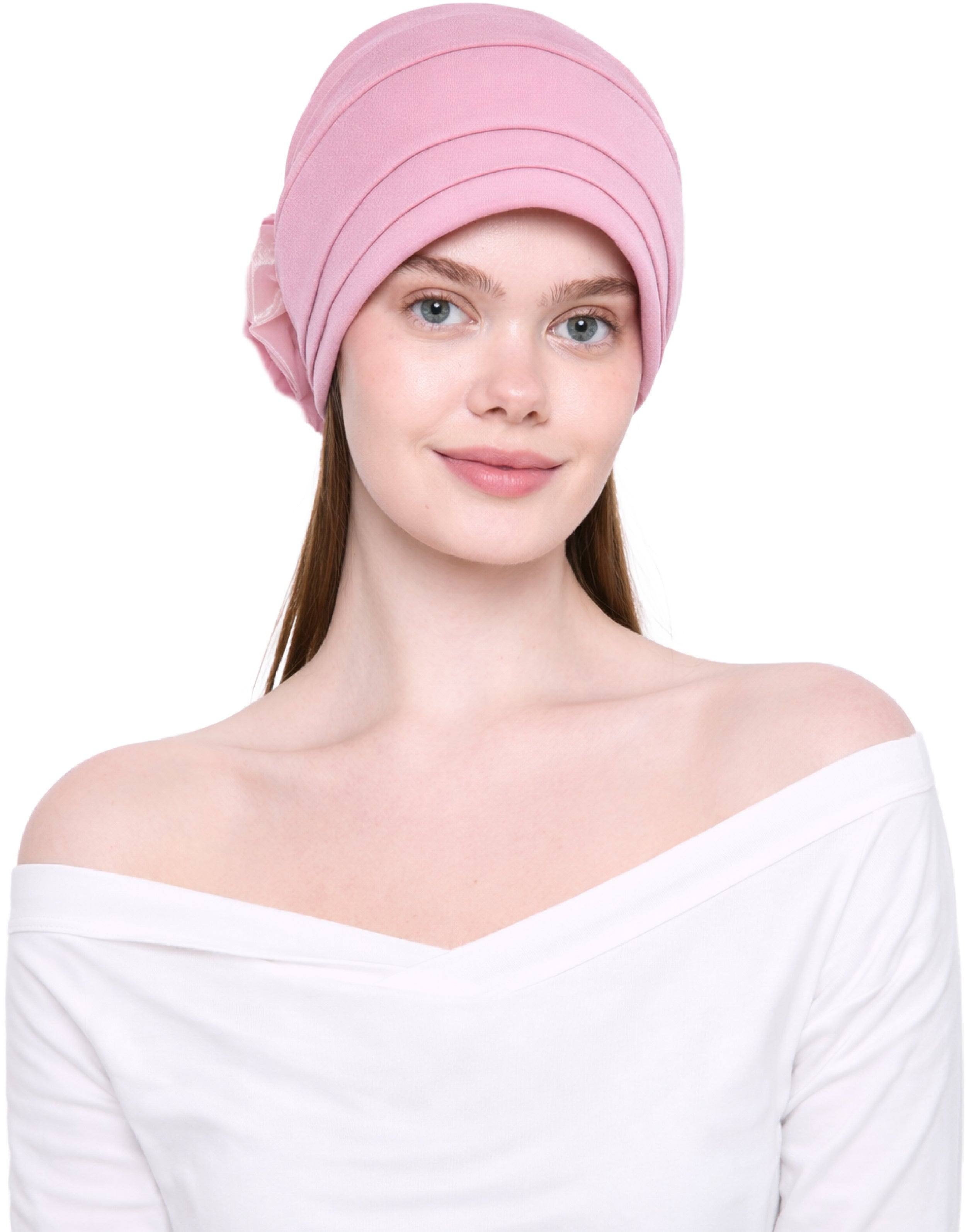 Chemo Hat with Flower Detail - Organza Padded Headwear for Hair Loss