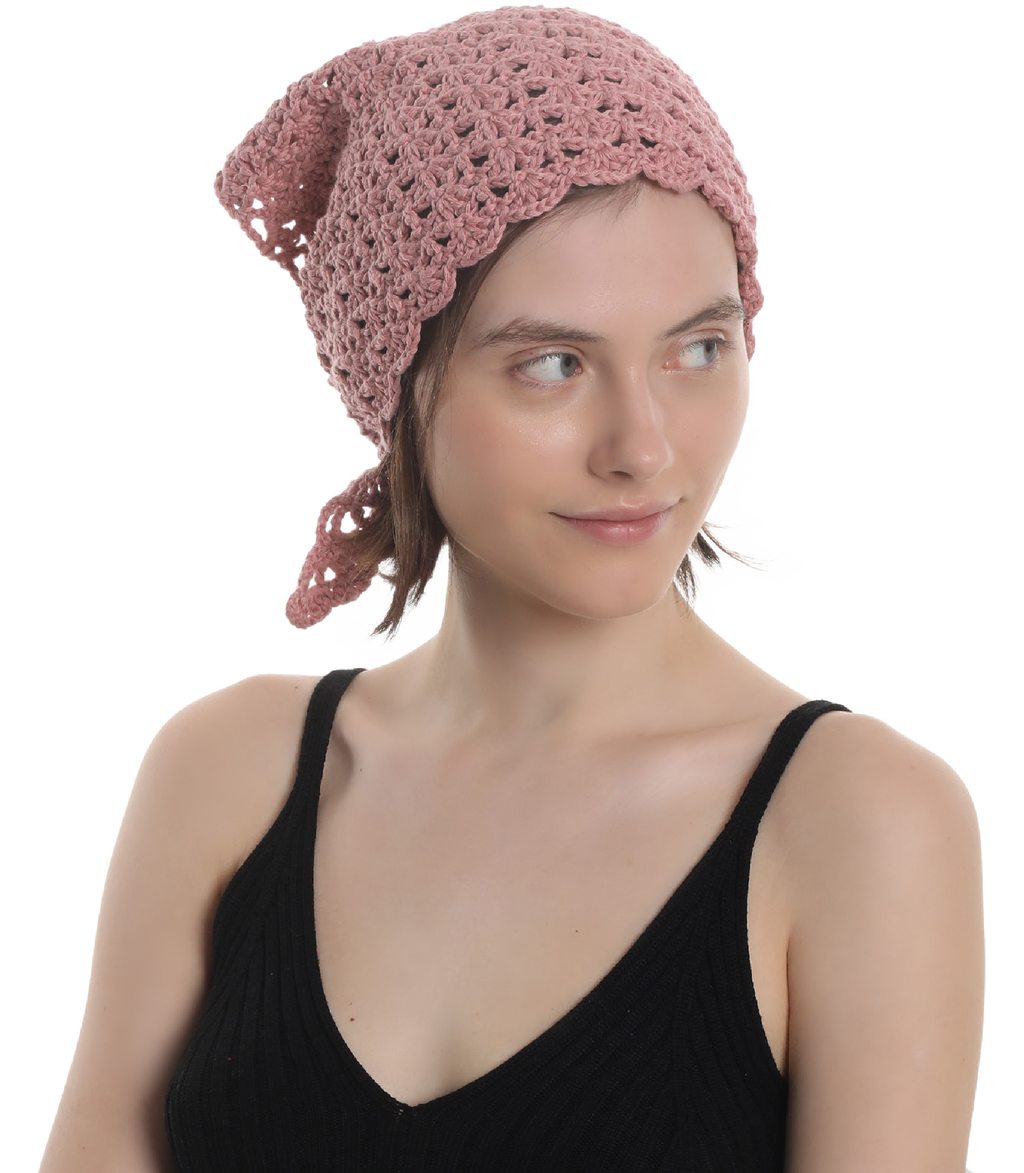 HANDMADE  HAT BANDANA Made from natural cotton yarn, Hand knitted