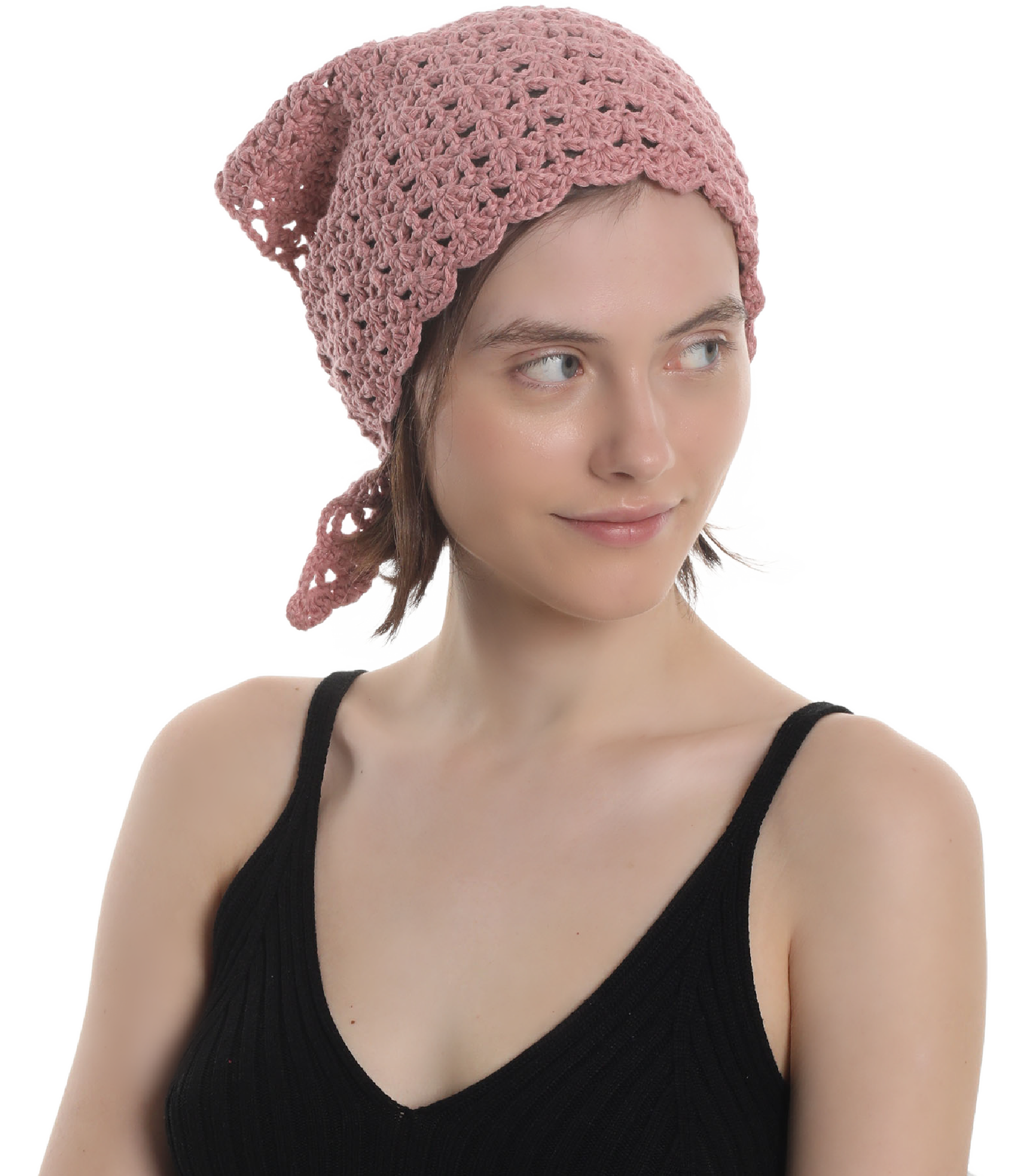 HANDMADE  HAT BANDANA Made from natural cotton yarn, Hand knitted