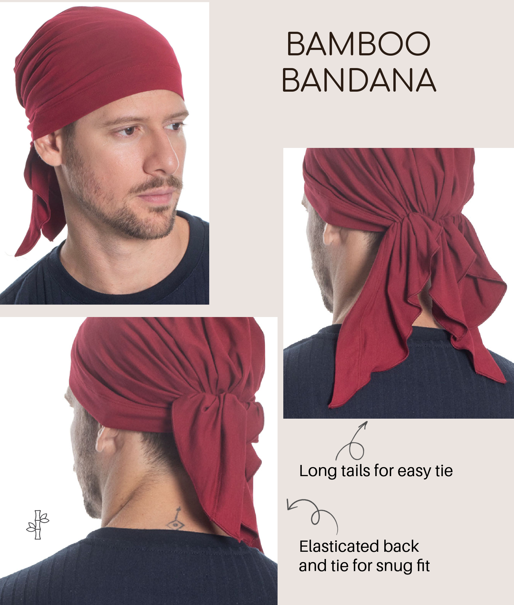 BAMBOO PRE TIED HEADWEAR - Unisex Elasticated with Ties