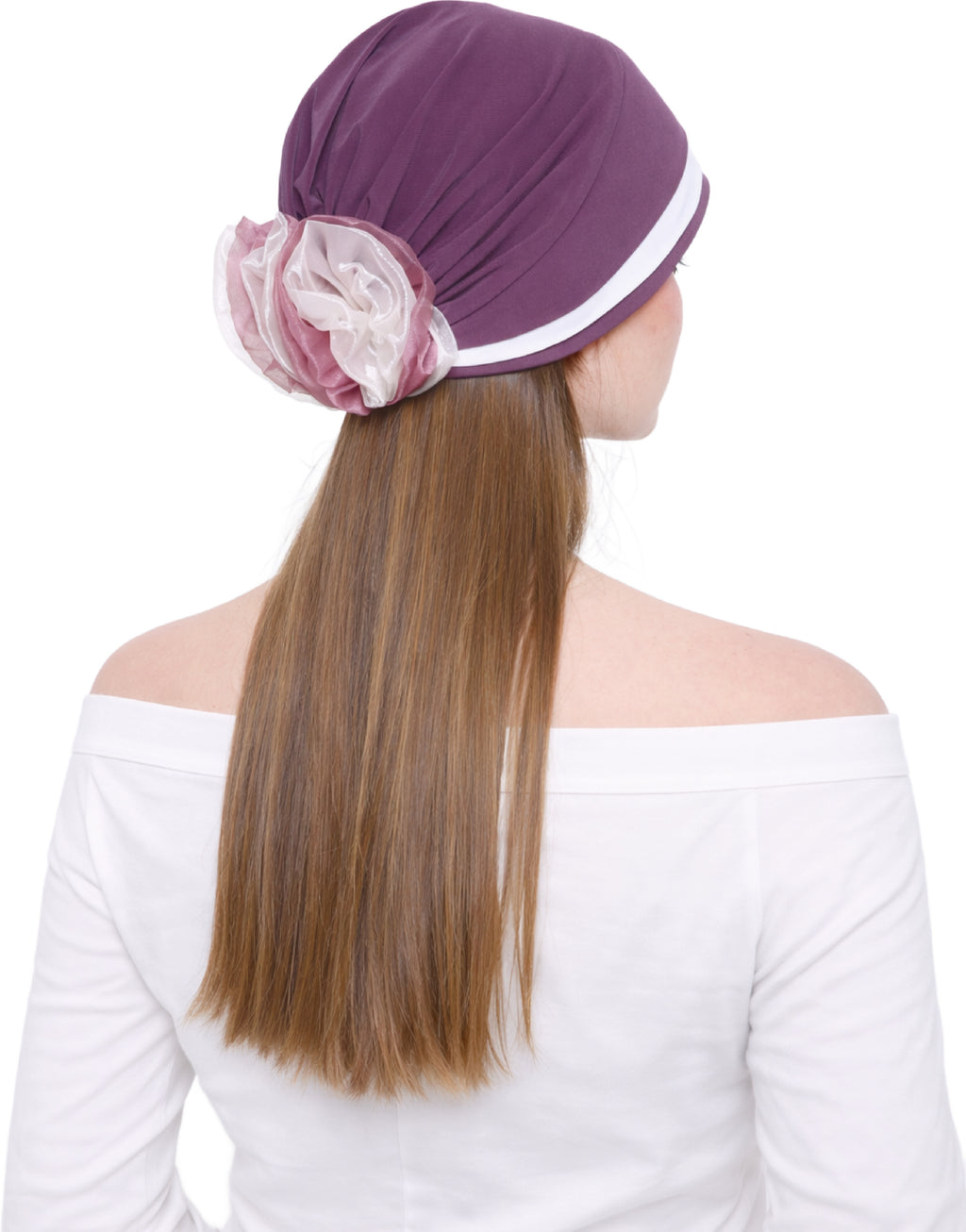 Chemo Hat with Flower Detail - Organza Padded Headwear for Hair Loss