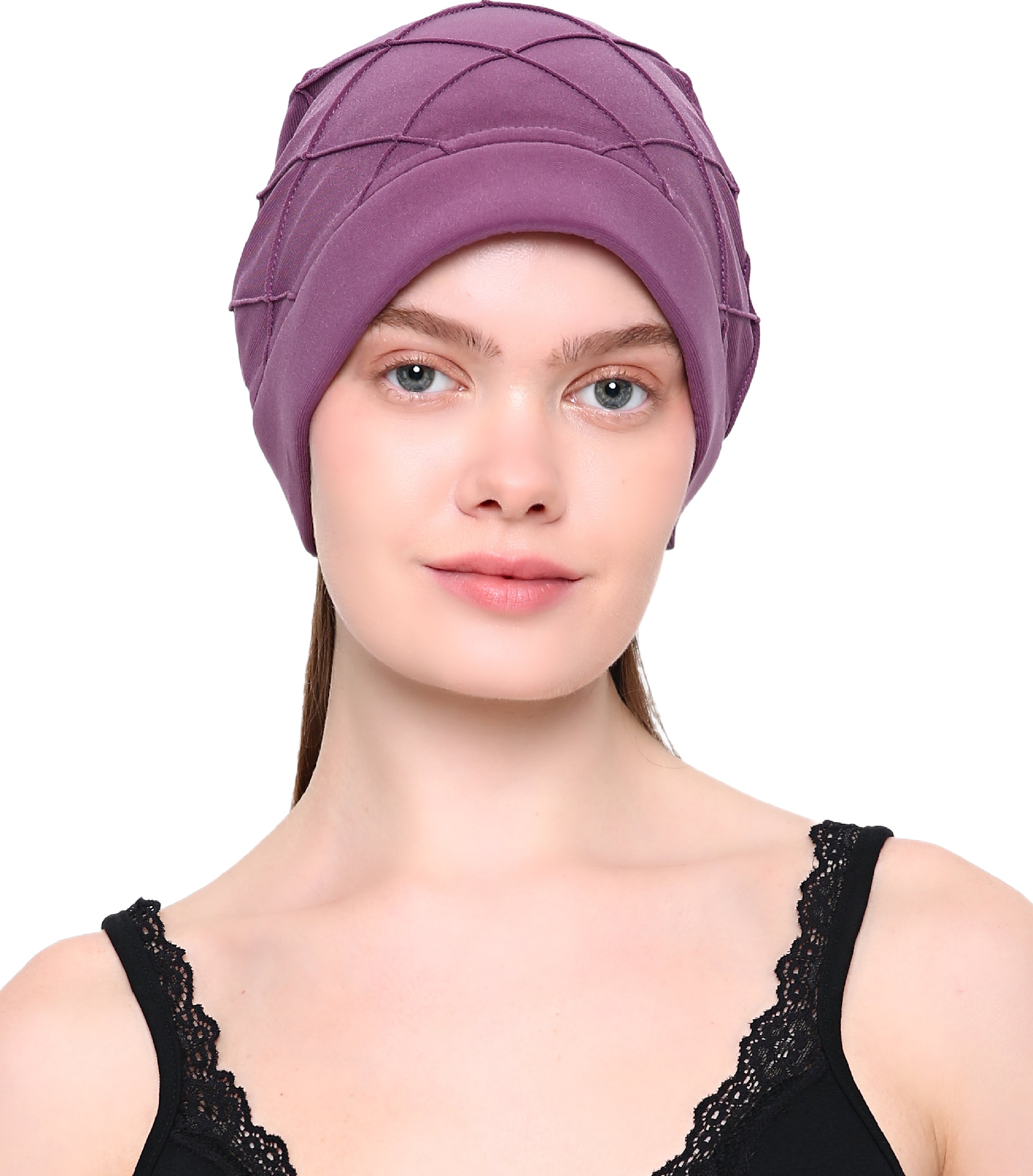 CHECK PATTERN PRACTICAL HAT with Pretty Chiffon Flower Detail