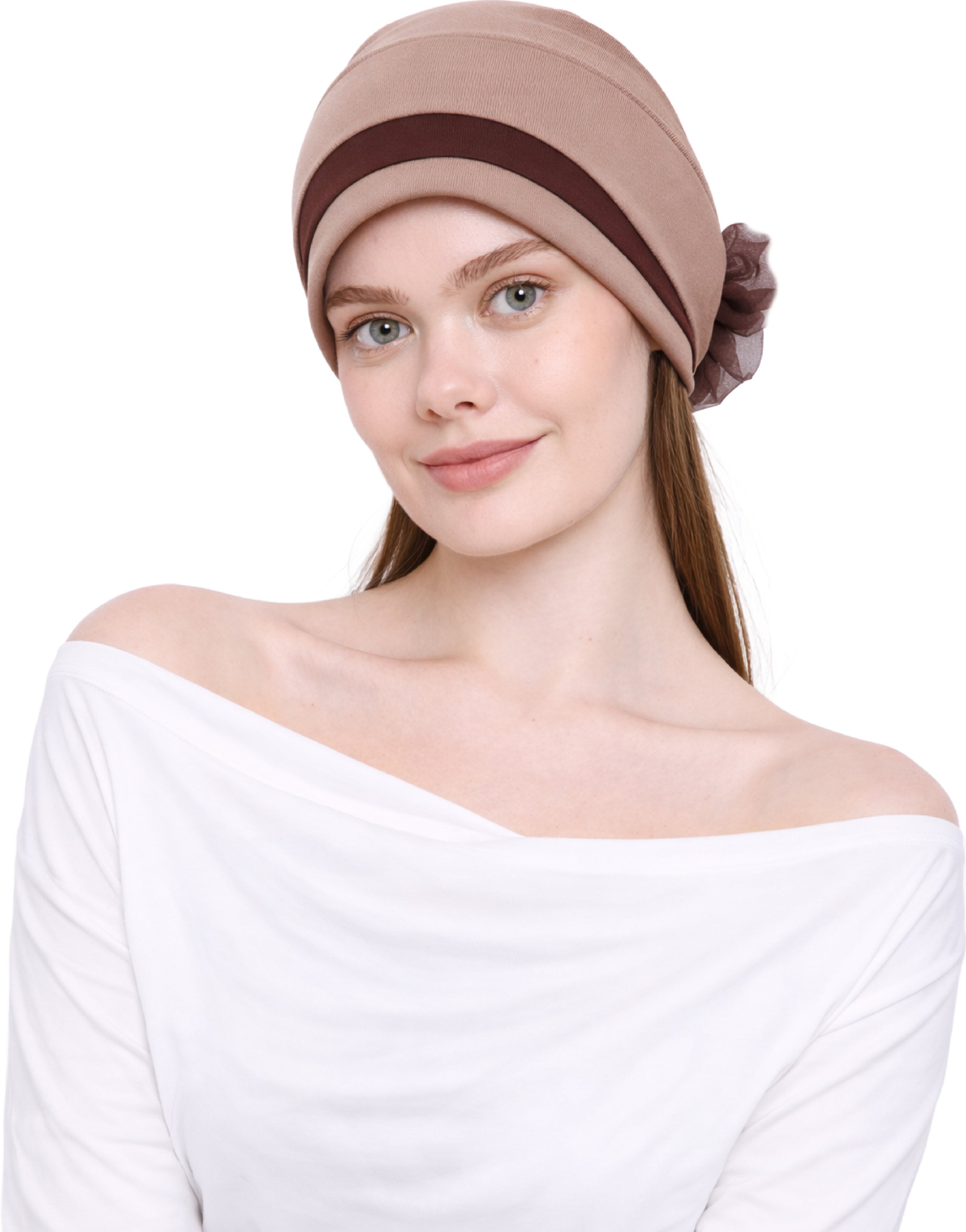 Chemo Hat with Flower Detail - Organza Padded Headwear for Hair Loss