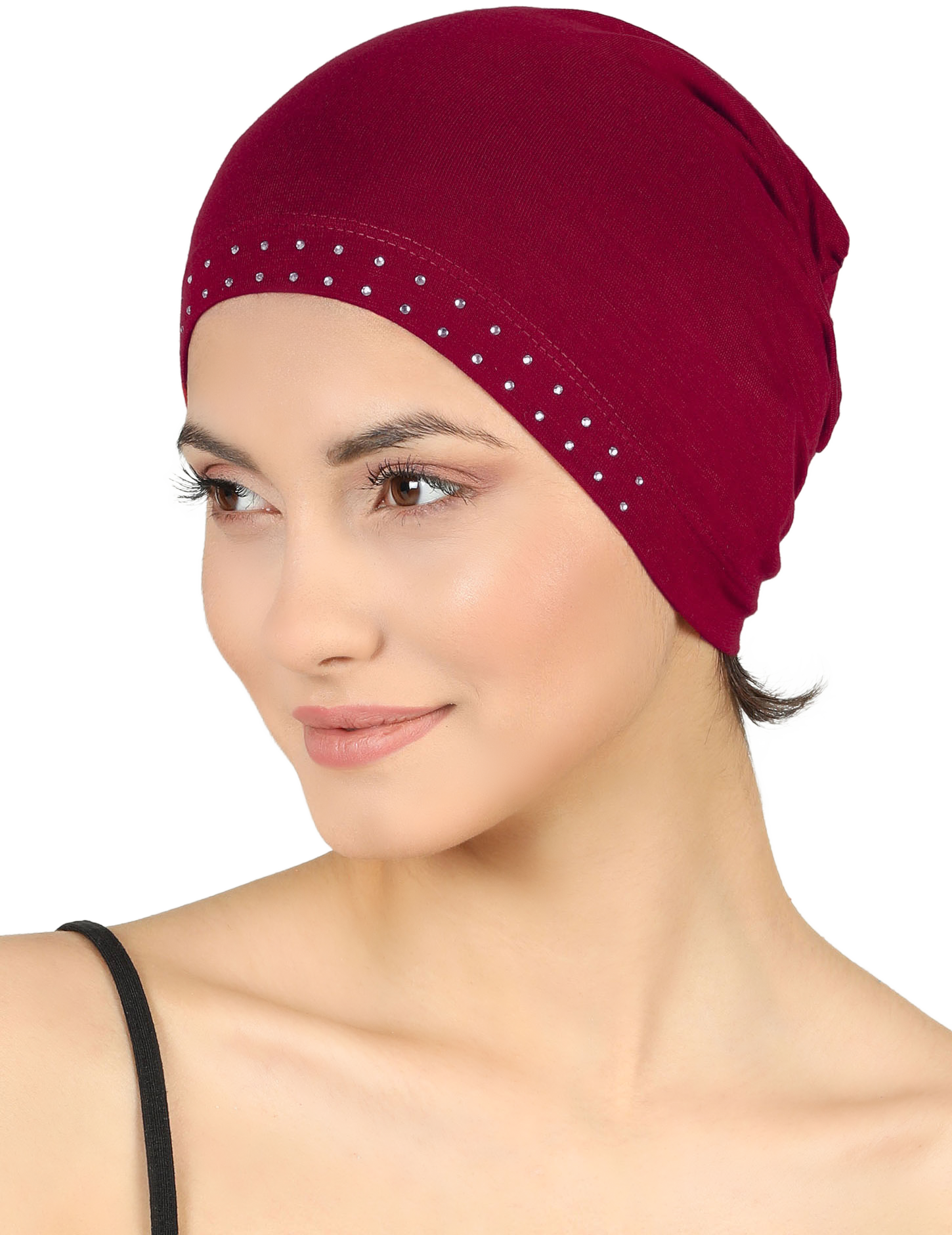 BAMBOO ESSENTIAL JEWELLED CAP Under Hat & Scarf, Sleep Cap