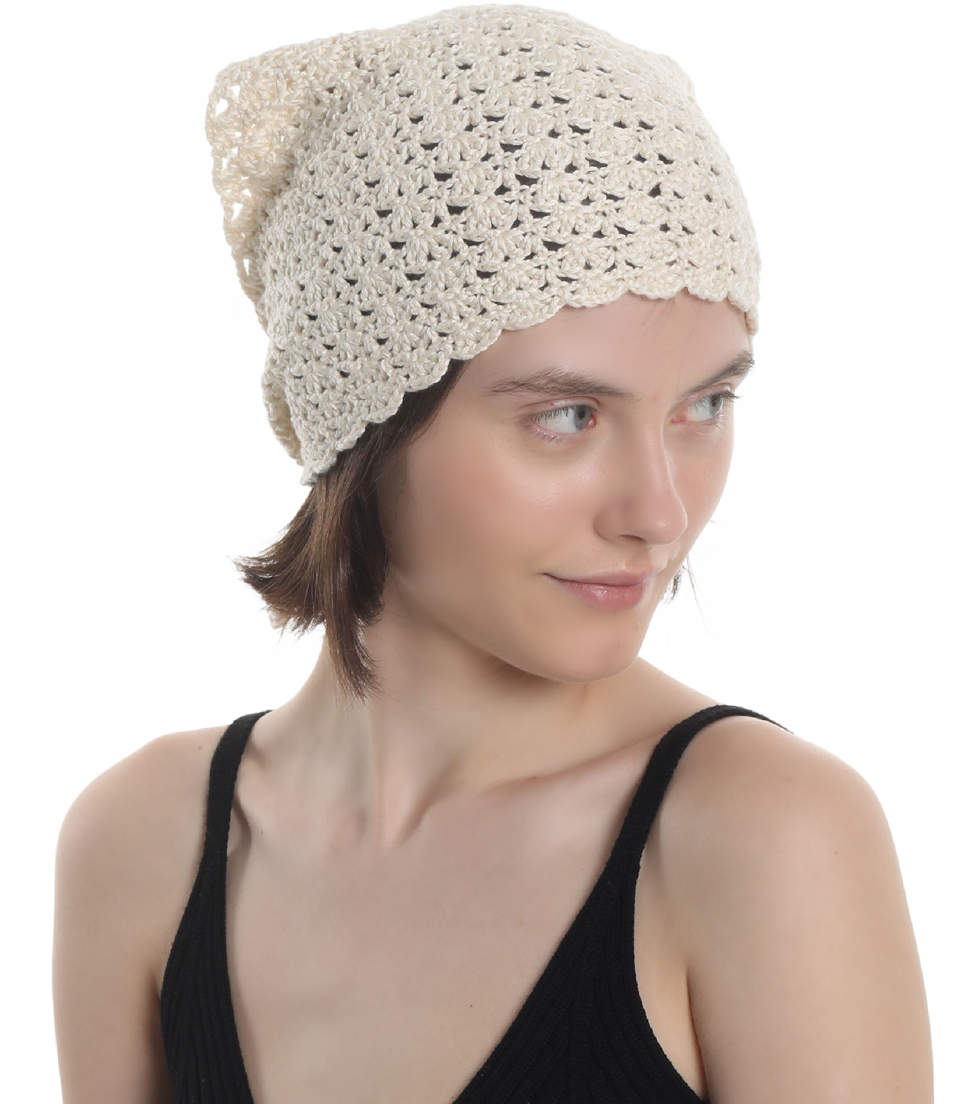 HANDMADE  HAT BANDANA Made from natural cotton yarn, Hand knitted