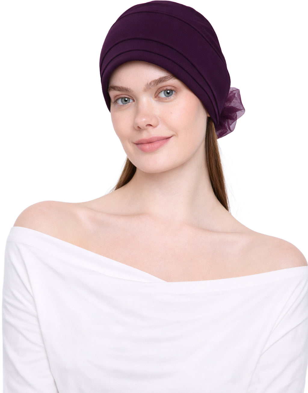 Chemo Hat with Flower Detail - Organza Padded Headwear for Hair Loss