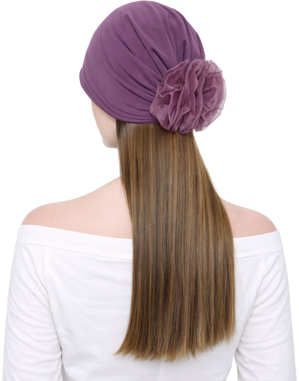 Chemo Hat with Flower Detail - Organza Padded Headwear for Hair Loss